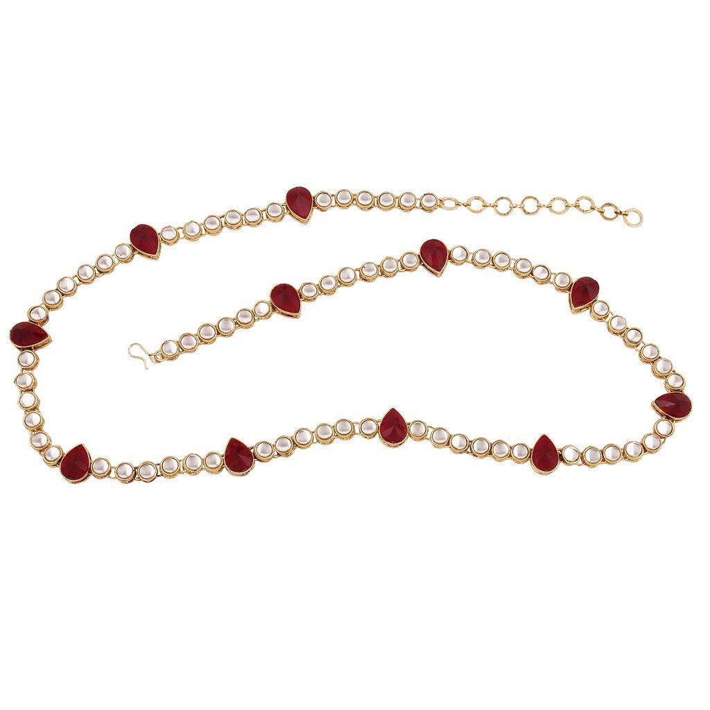 Elegant Gold Plated Indian Wedding Bollywood Faux Kundan Waist Chain - Kamar Patta Belly Jewelry for Women (B005) | Perfect for Bridal, Festive Occasions & Cultural Celebrations
