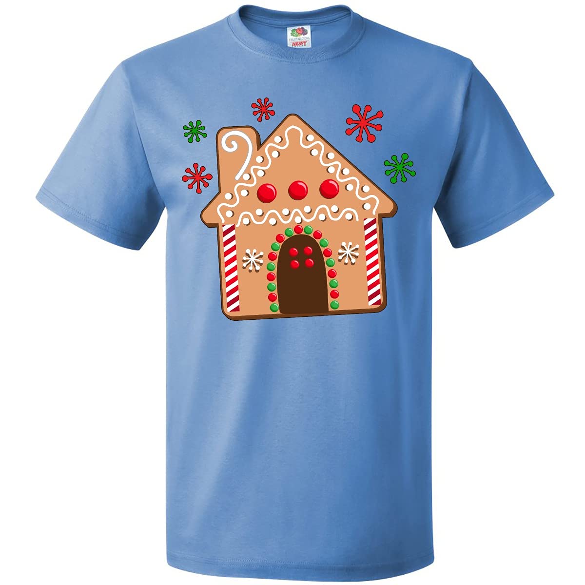 Inktastic Gingerbread House Cookie with Snowflakes Christmas T-Shirt - Festive Holiday Apparel for Family Gatherings & Winter Celebrations