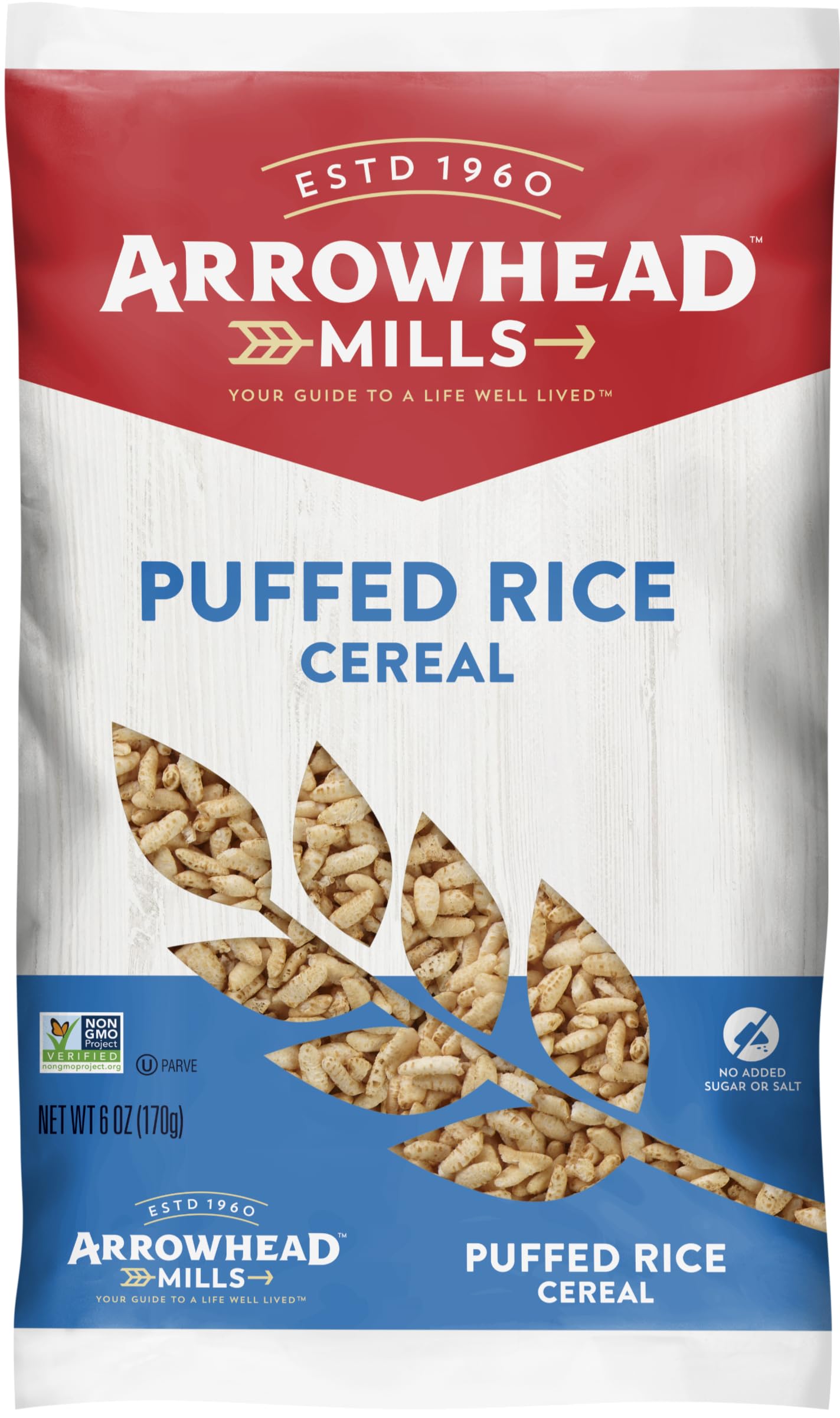 Organic Arrowhead Mills Puffed Rice Cereal - Gluten-Free, Non-GMO, 6 oz Bag - Healthy Breakfast & Snack for Kids & Adults