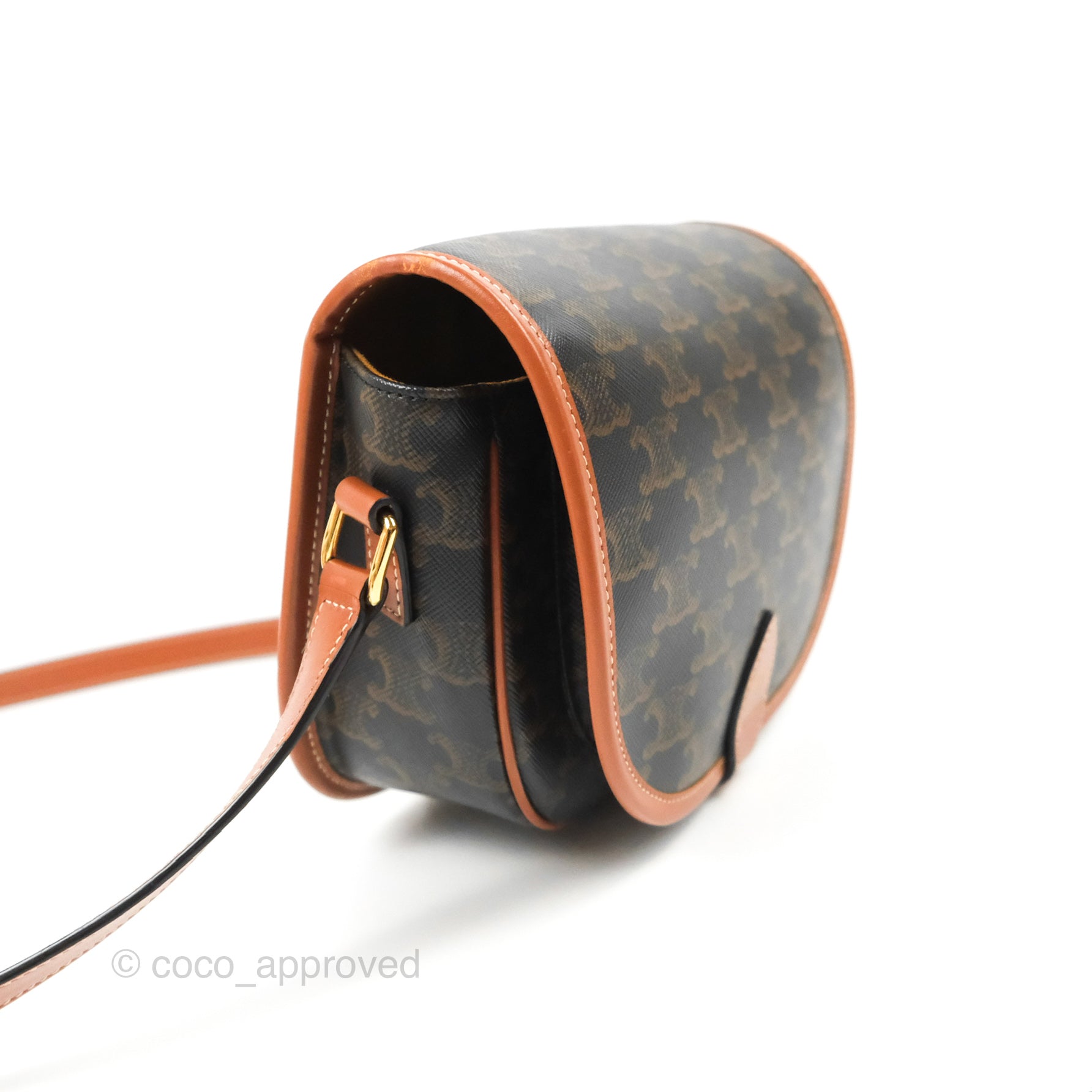 Celine Medium Triomphe Canvas Folco Bag in Tan - Luxury Crossbody Handbag for Women, Perfect for Work, Travel & Everyday Use