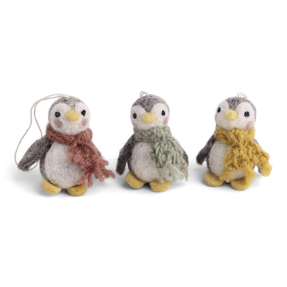 Handmade Baby Penguin Felted Wool Christmas Ornaments - Set of 3 Adorable Holiday Decorations for Tree, Gift, and Winter Home Decor