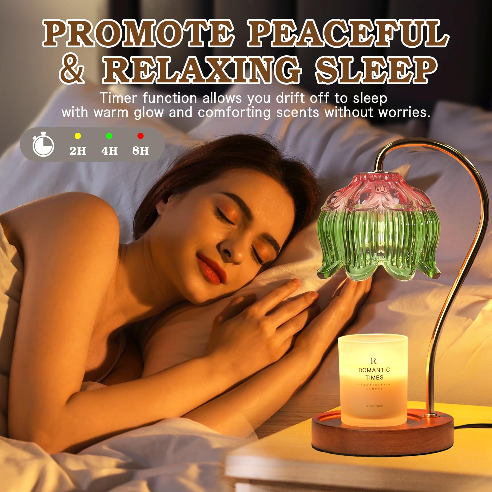 Electric Candle Warmer Lamp with Timer - Glass Aromatic Wax Melter for Home Decor, Birthday Gifts for Women, Mom & Friends - Perfect for Relaxation, Romantic Dinners & Spa Nights