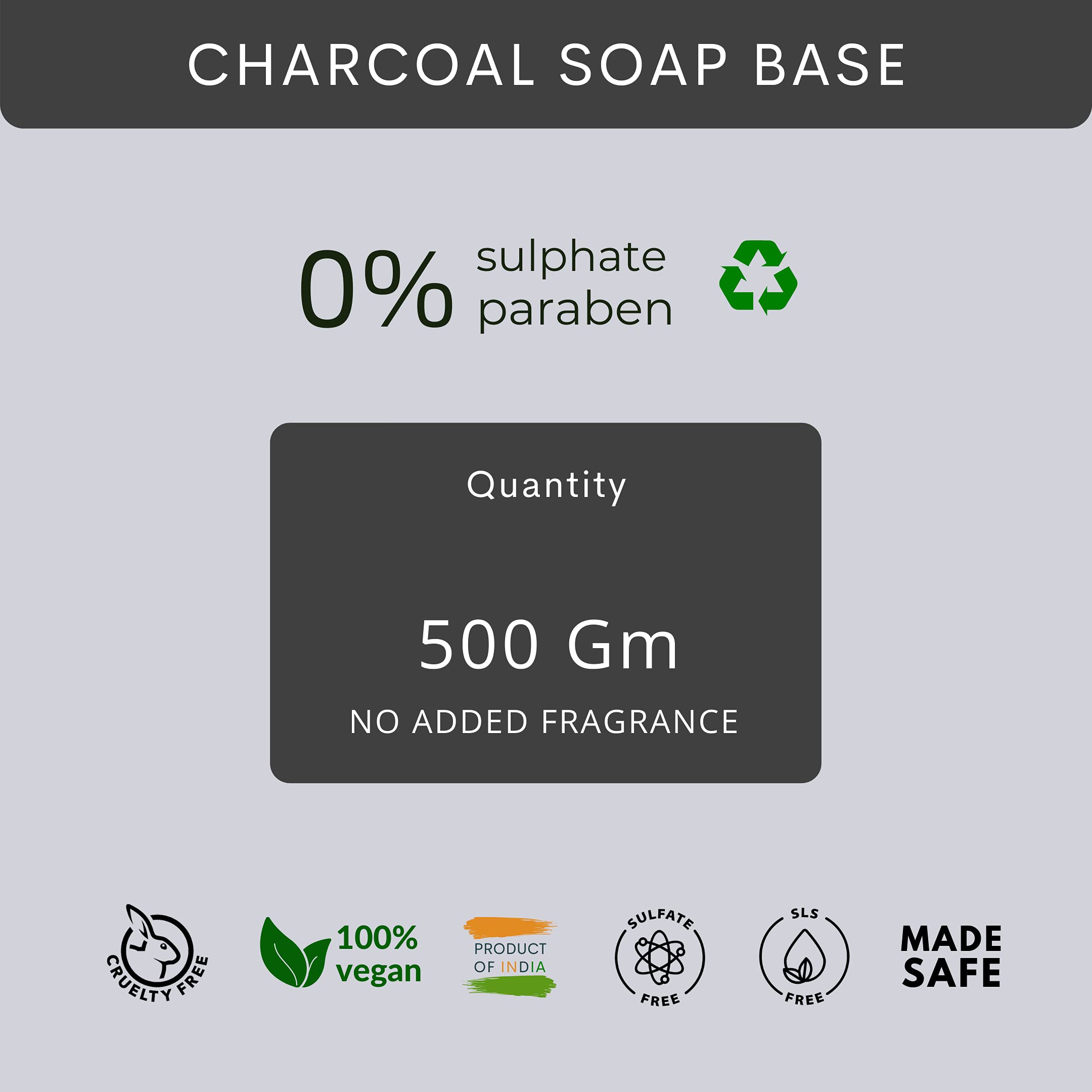 VEDANUM Charcoal Soap Base with Exfoliating Luxury - 500 Gm Sulfate & Paraben Free Melt and Pour Soap Base for Acne & Blackhead Removal - Perfect for DIY Skincare & Handmade Soap Making
