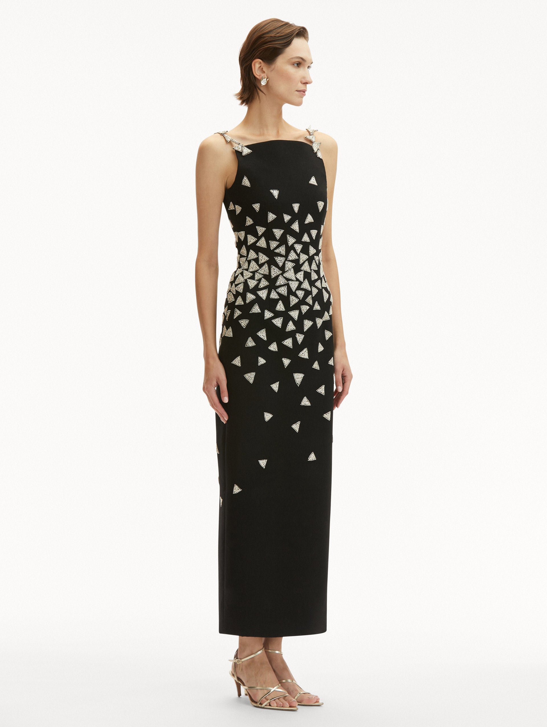 Elegant Crystal Triangle Cocktail Dress for Women - Perfect for Evening Parties, Weddings & Special Occasions