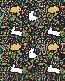 Cartoon Rabbit and Flowers