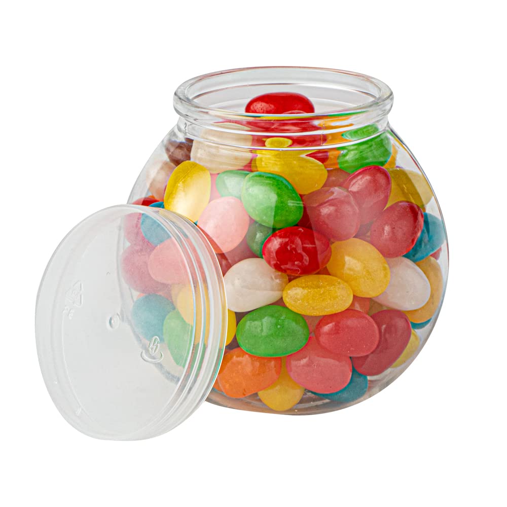 100-Pack 3oz Disposable Plastic Candy Jars with Snap-On Lids - Clear Bulbous Design for Yogurt, Parfait, Snacks, Spices & Desserts | Perfect for Party Favors, Wedding Decor, Candy Buffets & Small Food Storage