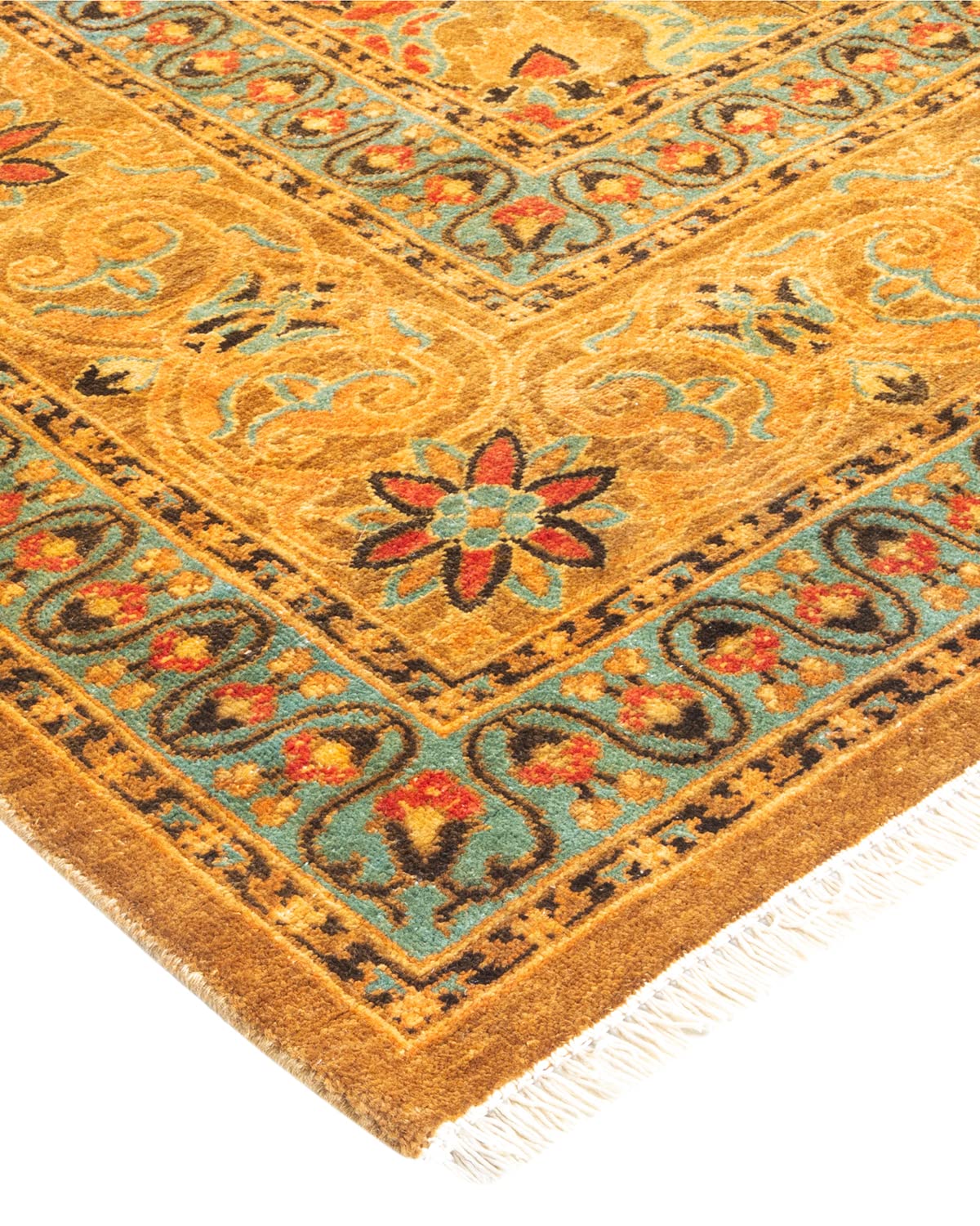 Handmade Wool Traditional Tribal Mogul Yellow 6x9 Area Rug - Solo Rugs One of a Kind Hand Knotted - Perfect for Living Room, Bedroom, or Office Decor