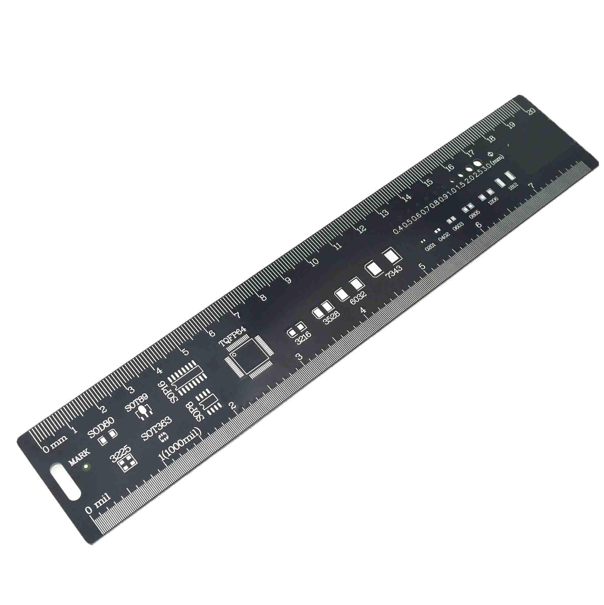 20cm PCB Reference Ruler v2 - 8 Units for Arduino & Electronics Engineers | Precision Measurement Tool for Circuit Board Design, DIY Projects & Prototyping