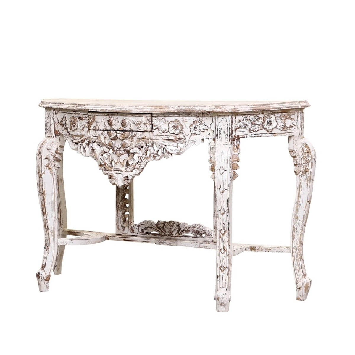Elegant French Arched Hand-Carved Indian Solid Wood Console Table - Perfect for Entryway, Hallway, or Living Room Decor