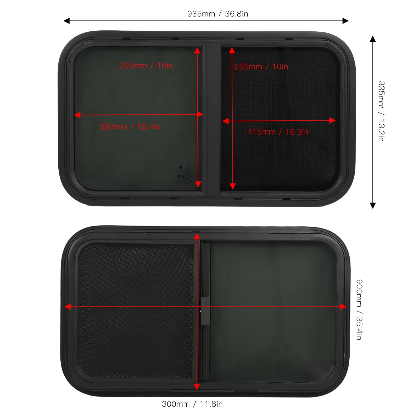 27.56 x 15.75 Inch RV Trailer Window with Screen - Horizontal Sliding Window Replacement for Campers, Engineering Vehicles | Durable Round Corner Design for Mobile Homes & Travel Trailers