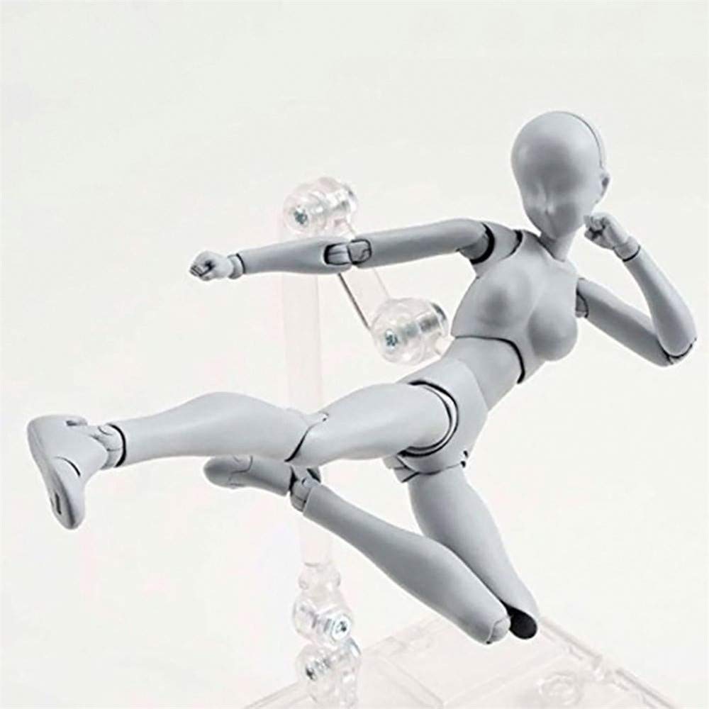 AXITWXIT Body-Kun DX & Body-Chan DX PVC Action Figure Model - Gray Female Poseable Artist Drawing Reference for SH Figuarts | Perfect for Comic Artists, Animators & 3D Designers