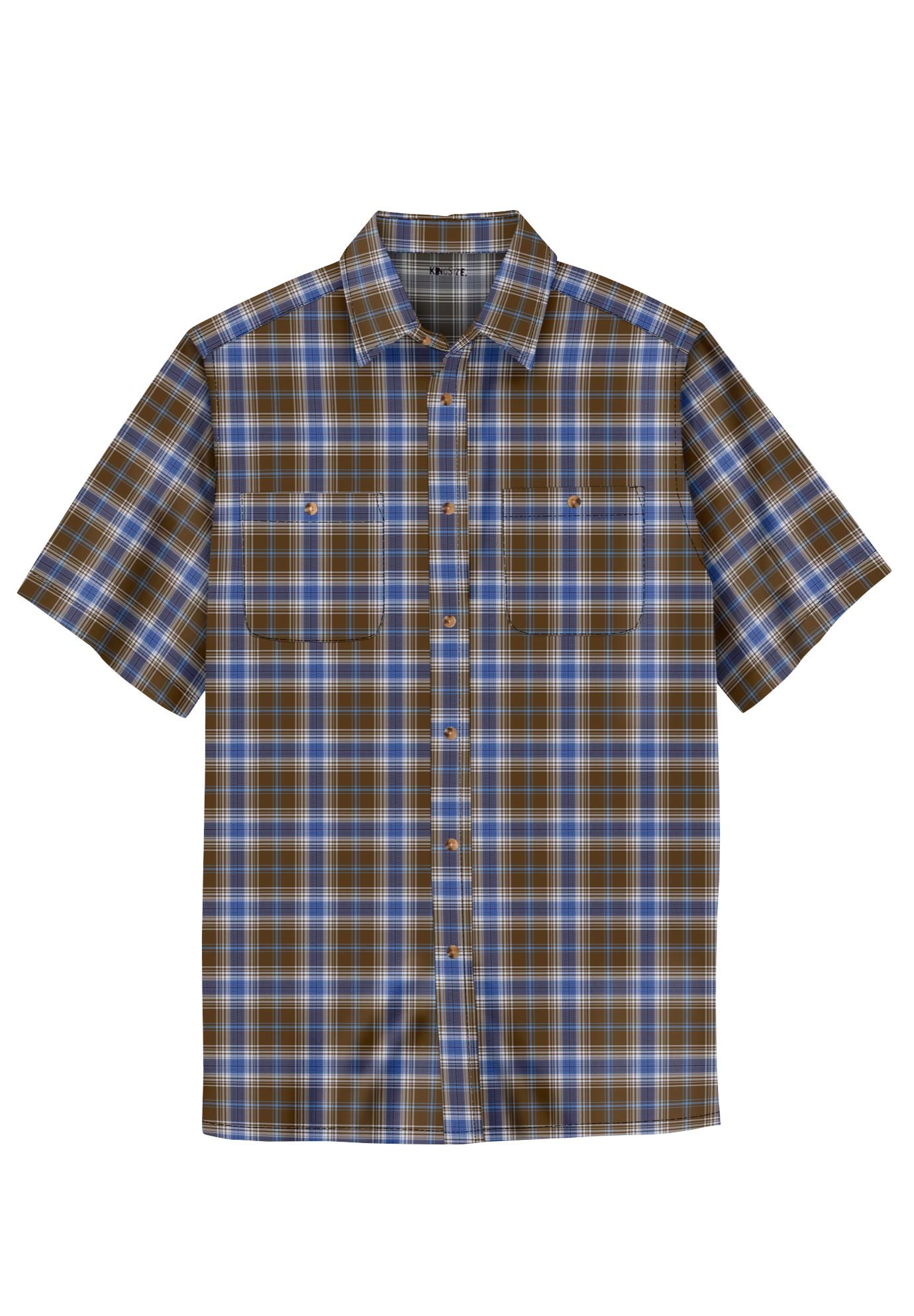 KingSize Men's Big & Tall Short-Sleeve Plaid Sport Shirt - Comfortable Casual Button Down Shirt for Plus Size Men - Perfect for Work, Outdoor Activities & Summer Wear