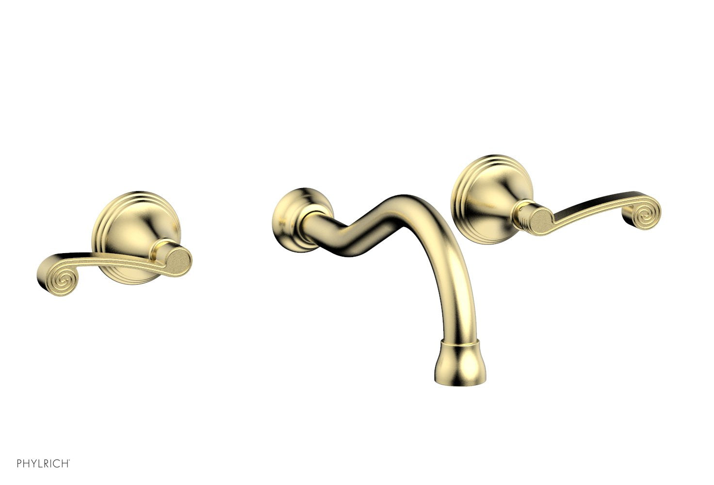 3RING Wall Lavatory Faucet Set with Curved Lever Handles - DWL206 - Perfect for Bathroom Sink, Powder Room and Guest Bath Installation