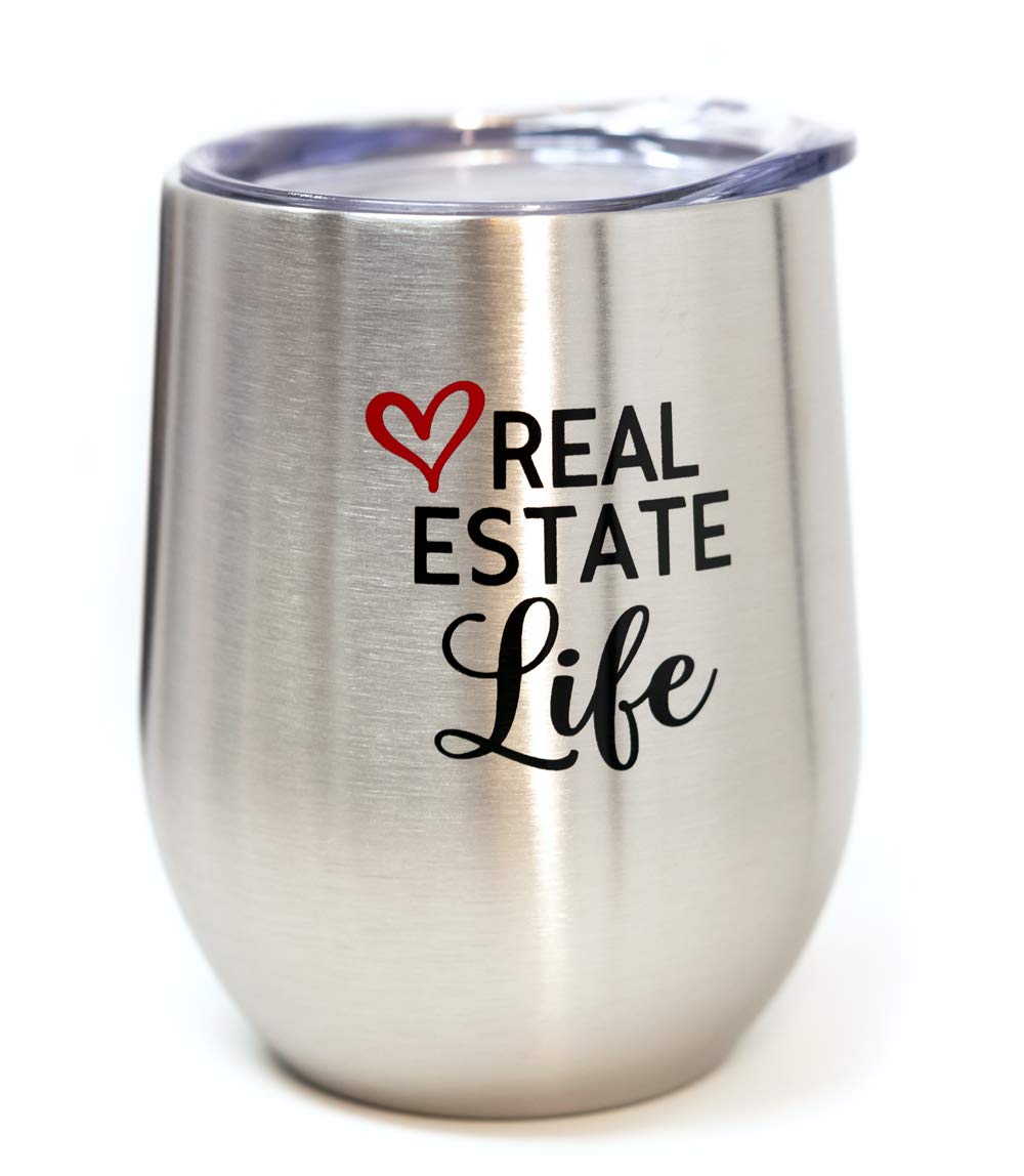 12oz Stainless Steel Vacuum Insulated Wine Tumbler with Lid - Powder Coated Travel Mug for Real Estate Agents | Perfect for Client Meetings, Open Houses & On-the-Go Professionals