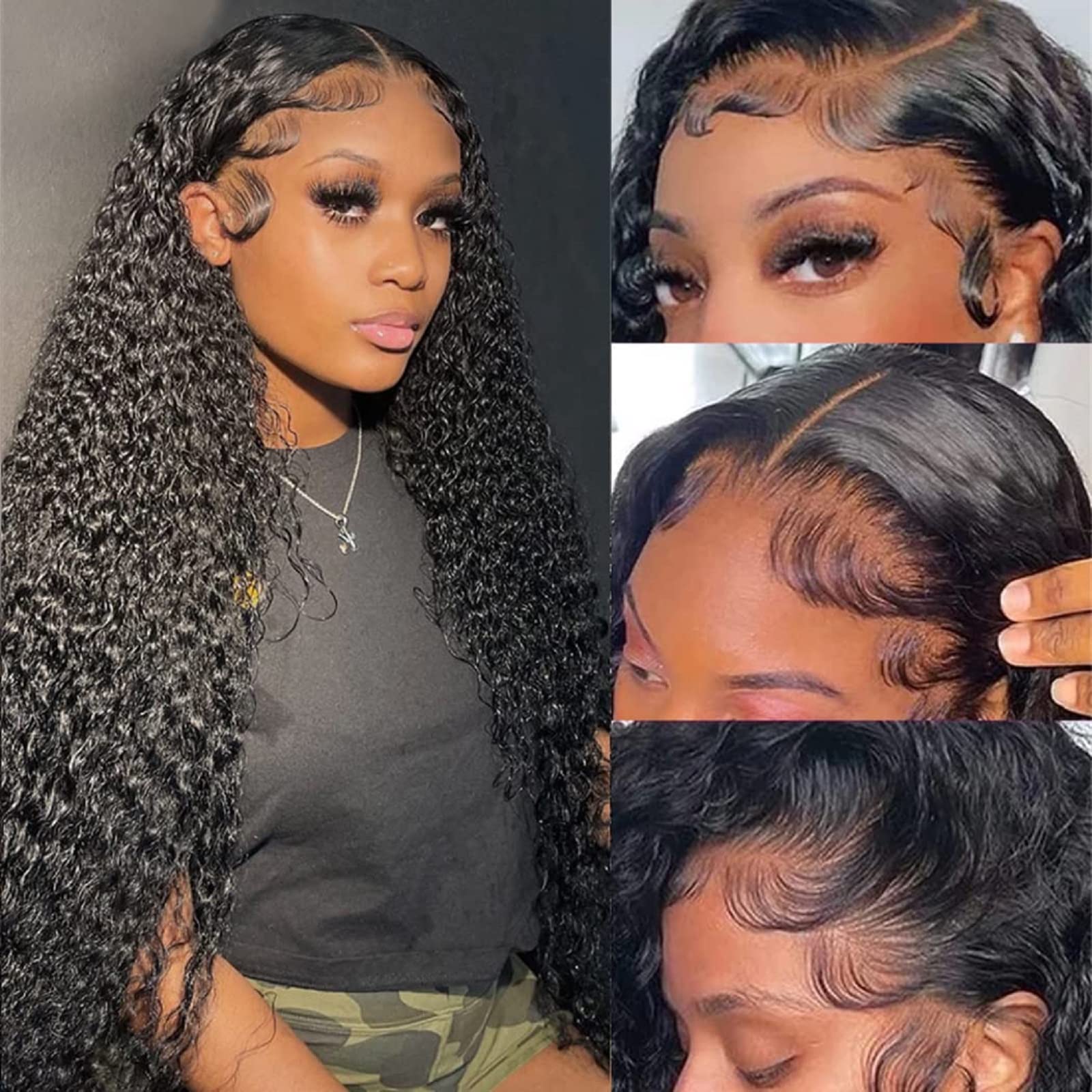 13x4 HD Curly Lace Front Wigs for Black Women - 150% Density Human Hair Wigs with Baby Hair & Pre-Plucked Hairline | 18 Inch Deep Curly Human Hair Wig with Transparent Lace | Perfect for Daily Wear, Special Occasions & Protective Styling