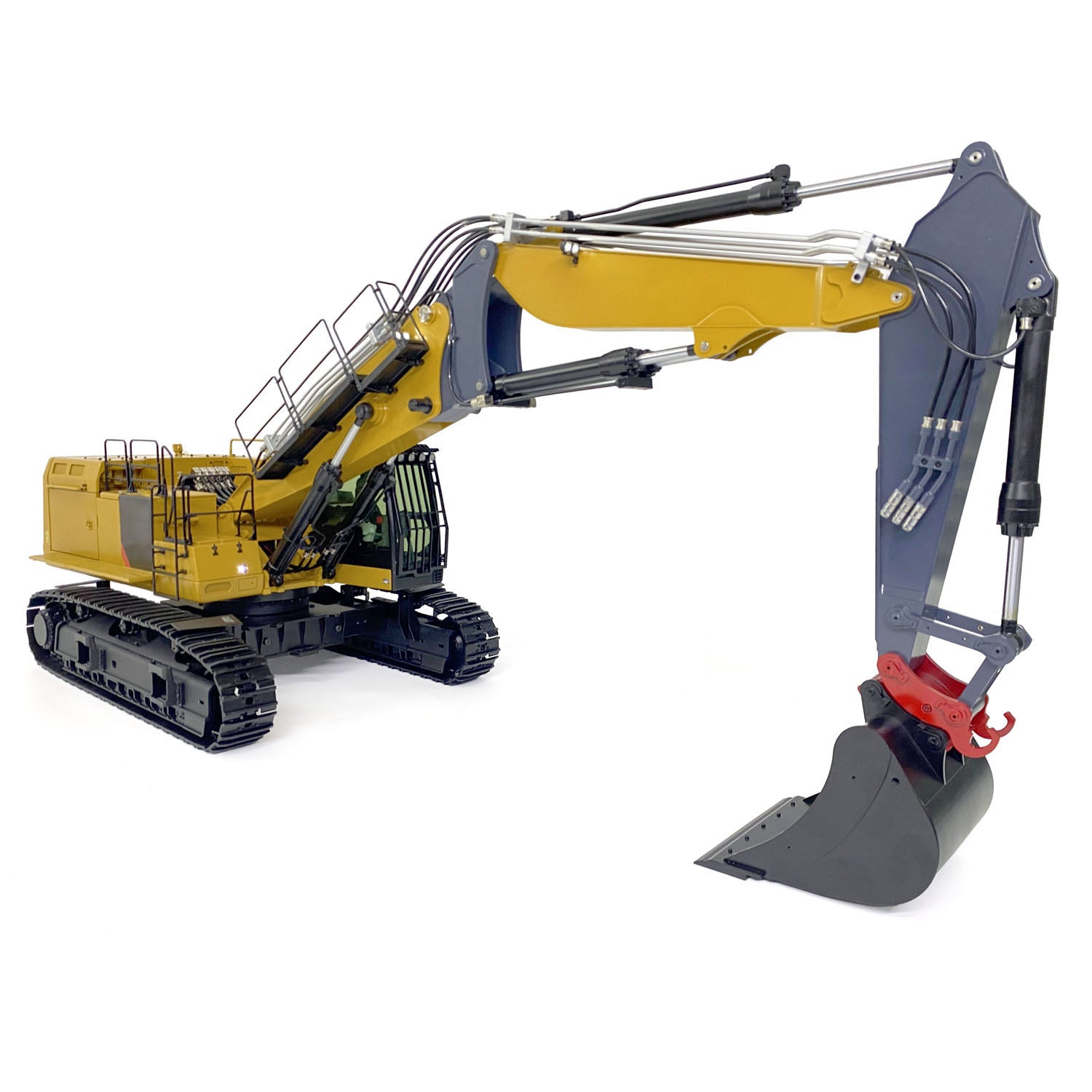 1/14 Scale 3 Arms RC Hydraulic Excavator Toy - FlySky PL18EV Lite Radio Controlled Construction Vehicle with ESC Servo Motor - Perfect for Construction Simulation, Backyard Digging & RC Hobby Enthusiasts
