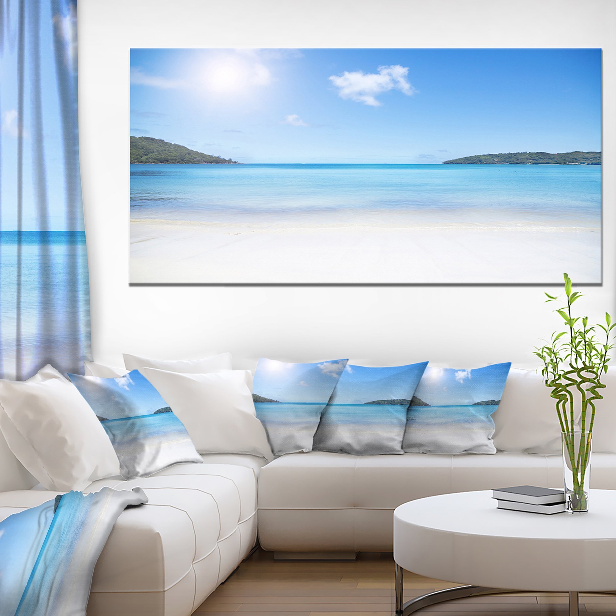 Contemporary Seascape Art Canvas - Calm Azure Indian Ocean Beach Design for Wall Decor | Perfect for Living Room, Bedroom & Office