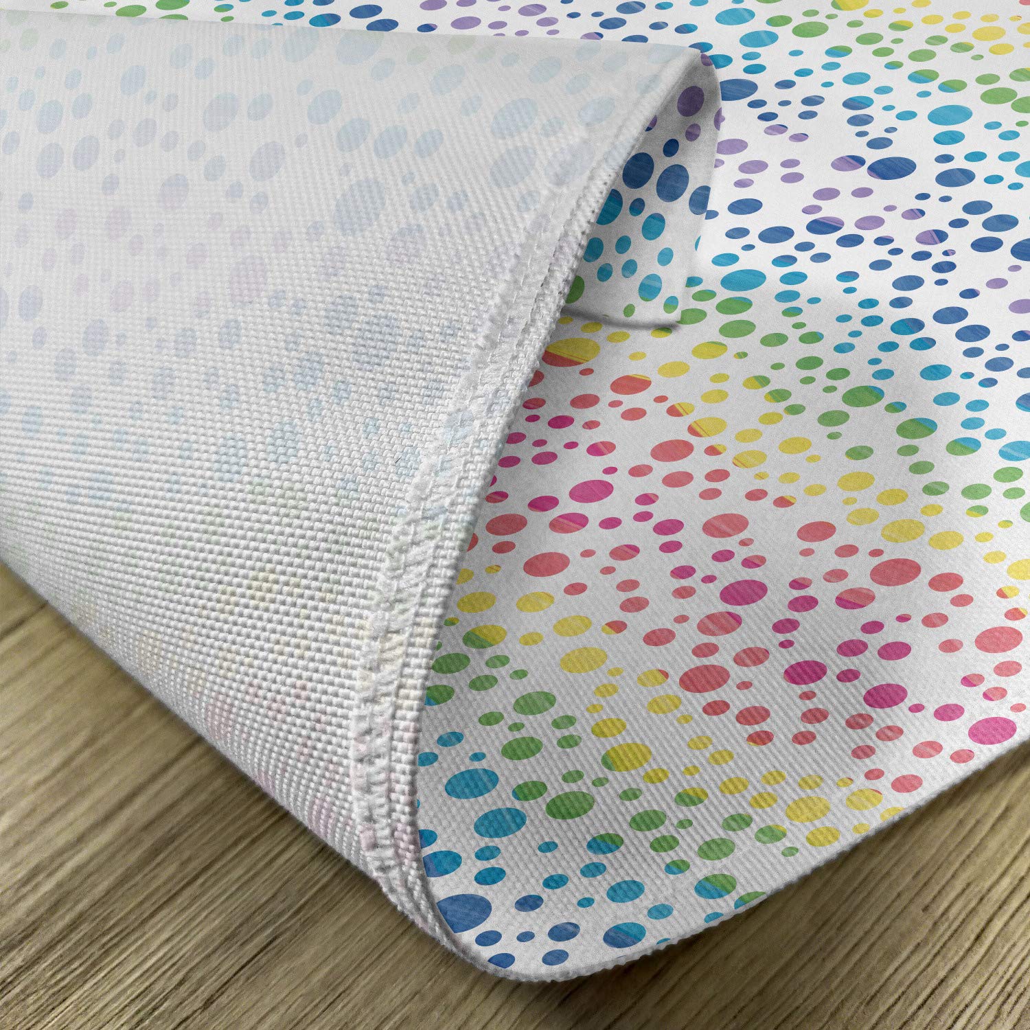 Ambesonne Modern Placemats Set of 4 - Rainbow Ombre Bubble & Circle Wavy Line Art Print Washable Fabric Place Mats for Dining Table & Kitchen Decor | Perfect for Dinner Parties, Holiday Meals & Everyday Use