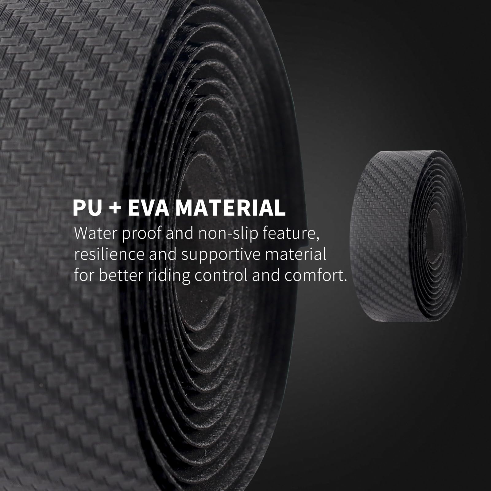 Premium Bike Handlebar Tape - Non-Slip Hexagonal Pattern Grip Tape for Road & Mountain Bikes - 2 Rolls Black Cycling Bar Tape - Perfect for Commuting, Racing & Long-Distance Riding