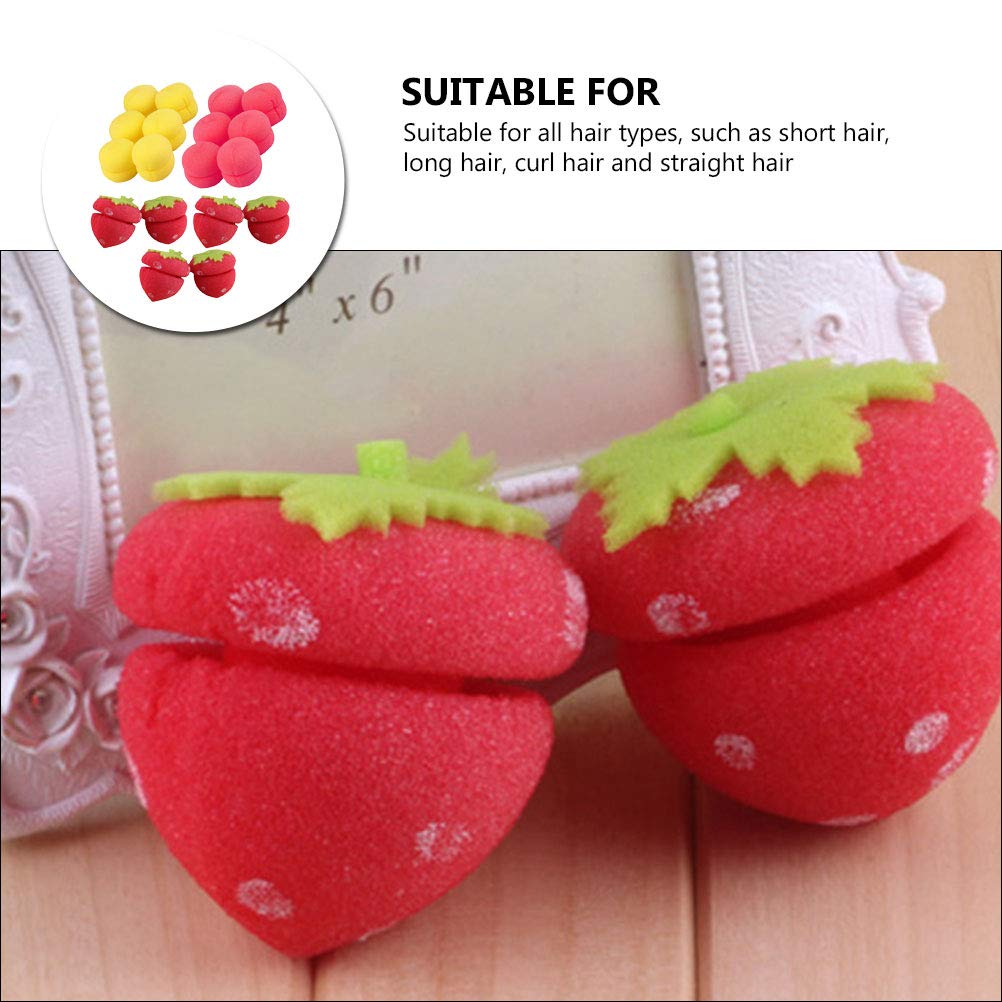 18Pcs Soft Sponge Hair Rollers for Long Hair - Foam Curlers with Heat Resistant Design, Strawberry Wave Curl Sponge Rollers for Salon-Quality Styling at Home - Perfect for Daily Use, Parties, and Special Occasions