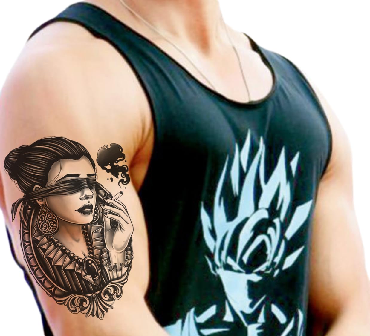 Waterproof Temporary Tattoo Stickers for Men & Women - 3D Realistic Flowers, Butterflies, Stars, Angels, Wolves & Armband Designs (19x12cm) | Perfect for Parties, Halloween, Cosplay & Body Art