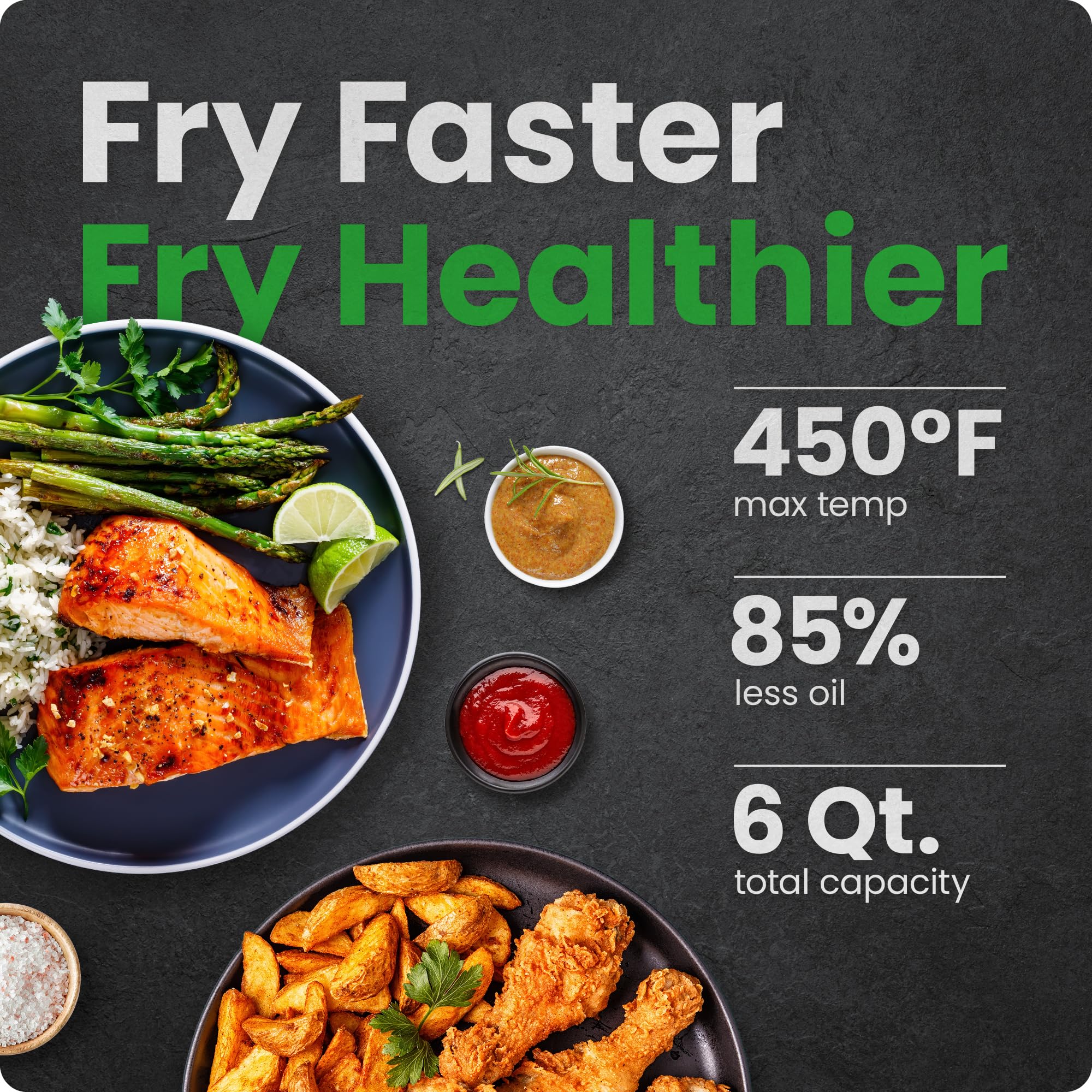 CHEFMAN 6 Quart Dual Basket Air Fryer Oven with Easy View Windows & Sync Finish Technology | 2 Independent 3Qt Nonstick Dishwasher Safe Baskets | Digital Controls, Hi-Fry & Auto Shutoff | Perfect for Family Meals, Healthy Cooking & Quick Snacks - Black