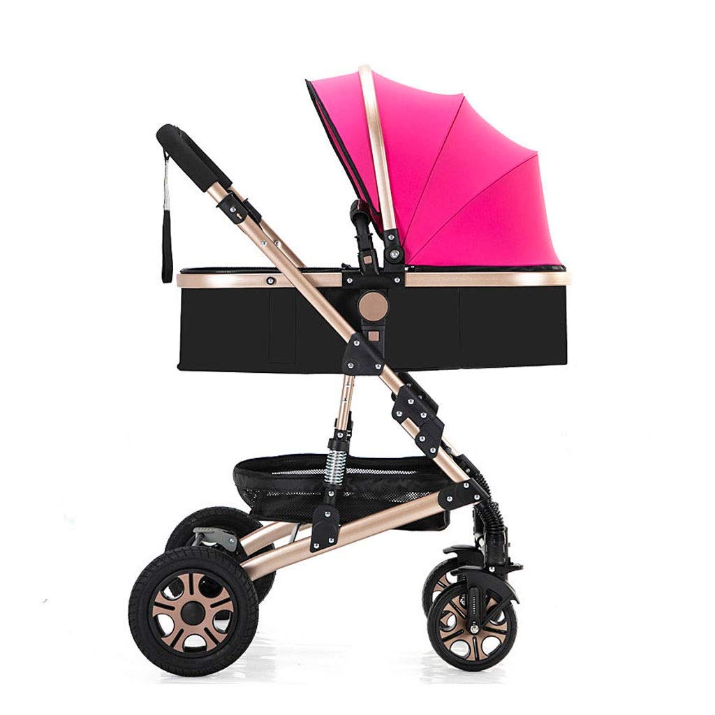 Jiji Baby Stroller - Foldable Lightweight Stroller with Shock Absorber, Toddler Seat, Cup Holder & Mosquito Net - Rose Red | Perfect for Park Walks, Shopping & Travel