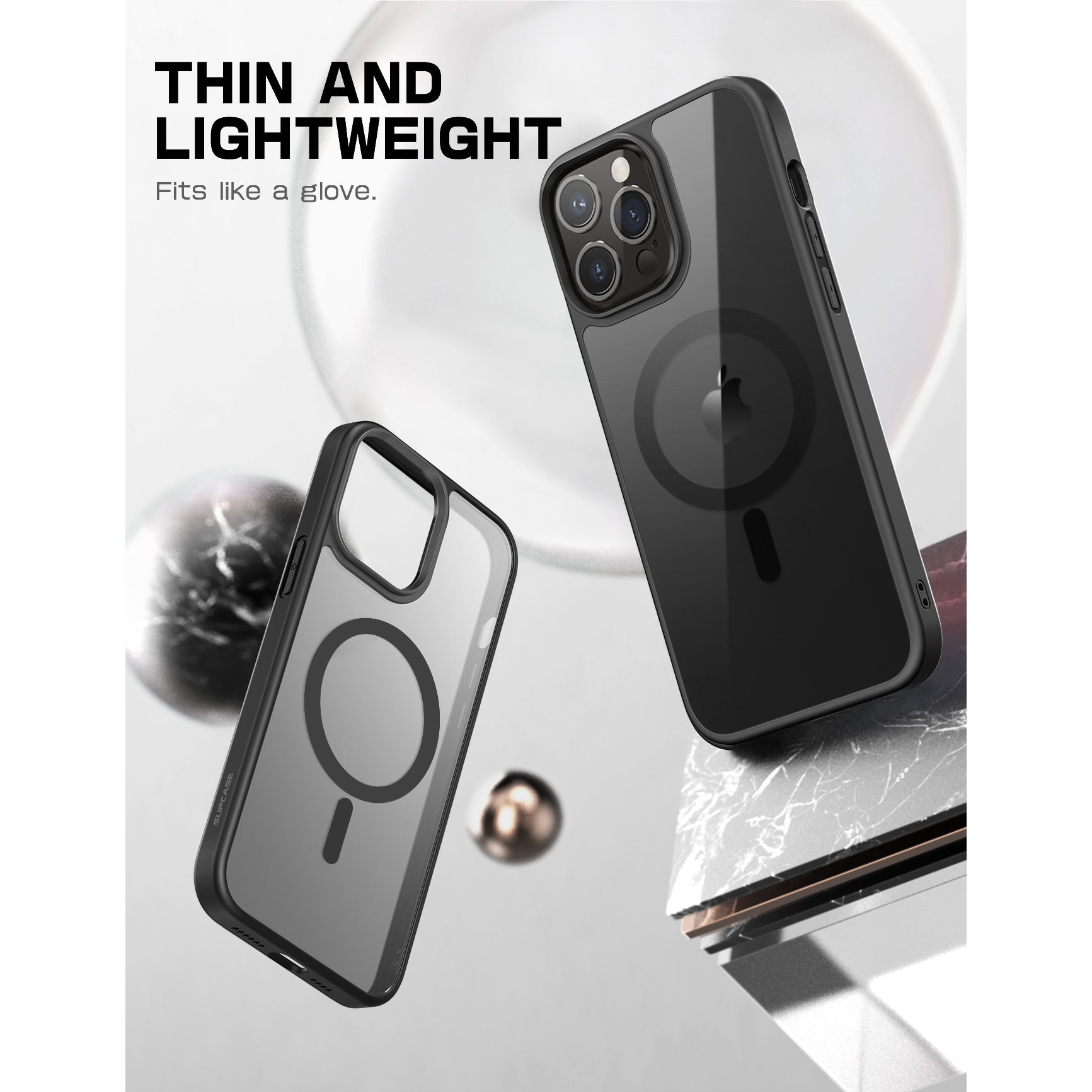 iPhone 13 Pro Max Case 6.7 Inch - Unicorn Beetle MAG Slim Clear Protective Cover with MagSafe Compatible (Smoke Black) - Perfect for Everyday Use, Travel & Wireless Charging