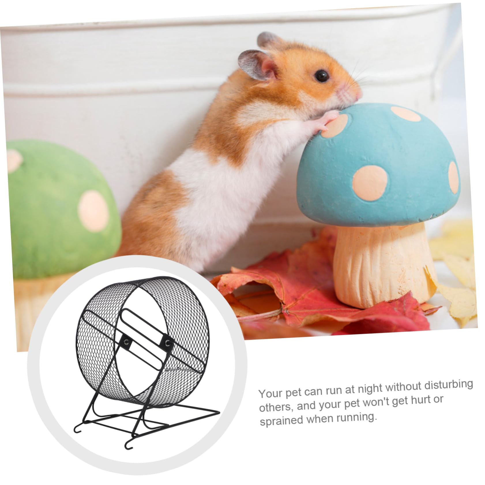 Small Pet Exercise Wheel for Hamsters, Chinchillas, Hedgehogs & Rats - Silent Spinner Running Toy with Non-Slip Base for Cage - Perfect for Nocturnal Pets' Nighttime Activity & Fitness