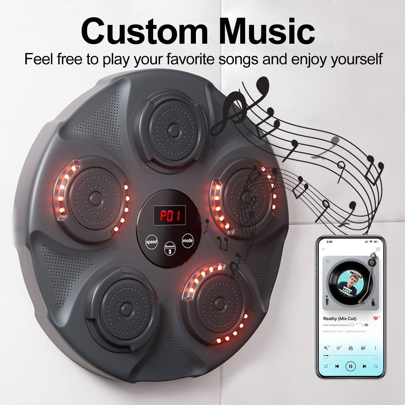 2024 Smart Electronic Music Boxing Machine - Wall Mounted Boxing Training Equipment with Bluetooth for Kids & Adults | Home Gym, Fitness Training, Stress Relief