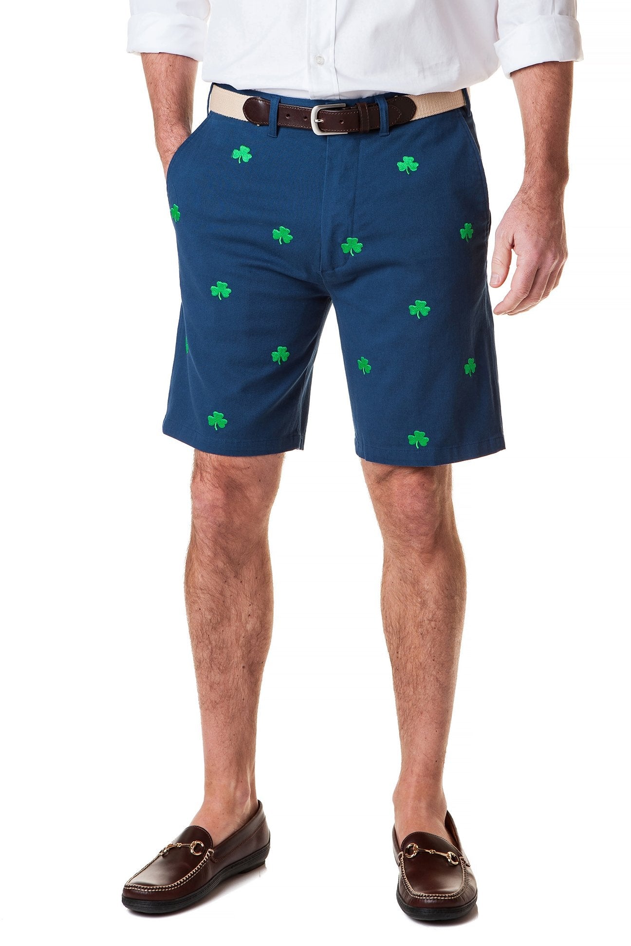 Cisco Short Stretch Twill Nantucket Navy With Shamrock - Comfortable Men's Casual Pants for Work, Travel & Outdoor Activities