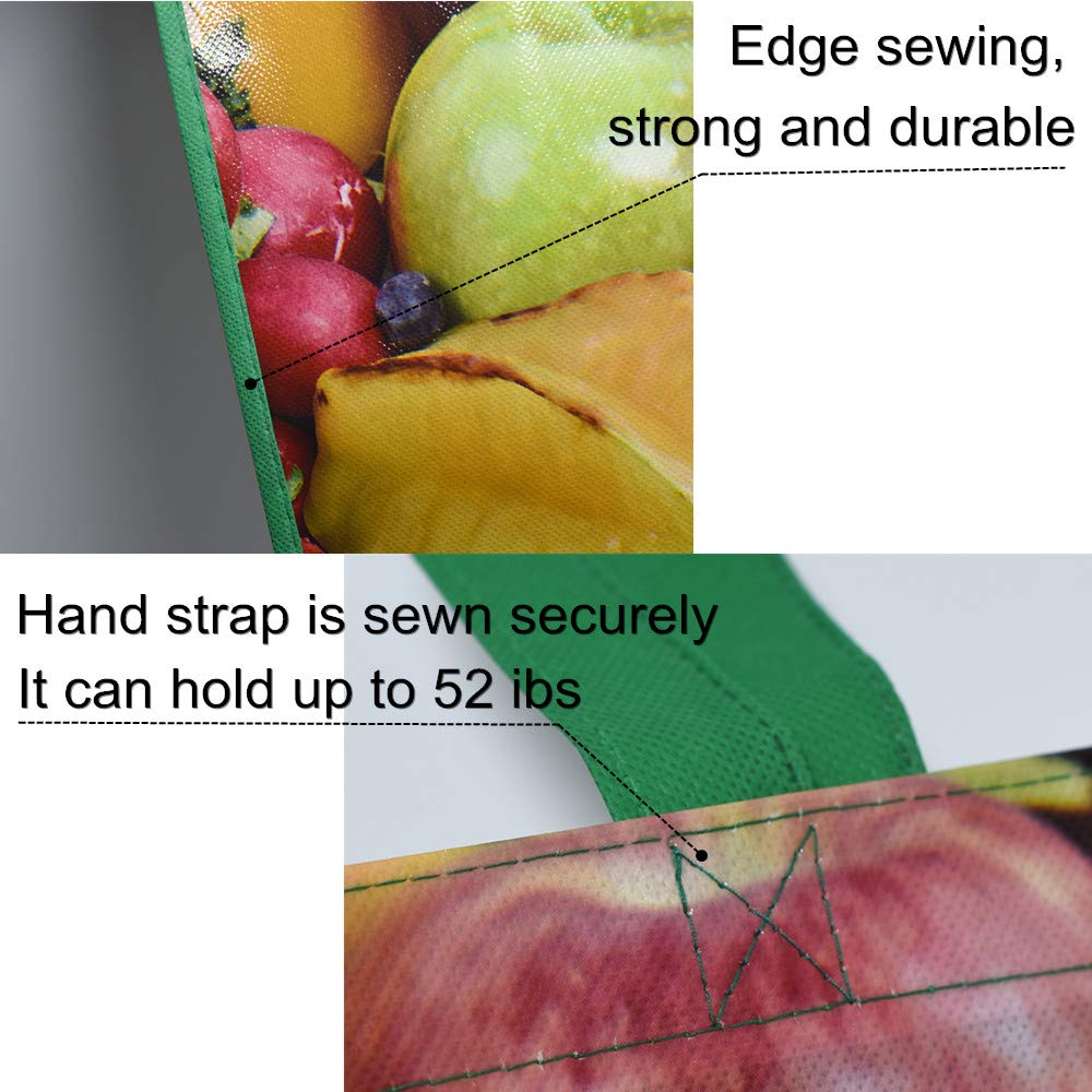 FENELY 6 Pack Reusable Grocery Shopping Bags - Foldable Heavy Duty Large Tote Bags, Eco-Friendly Ripstop Waterproof - Perfect for Groceries, Travel, Beach & Outdoor Activities