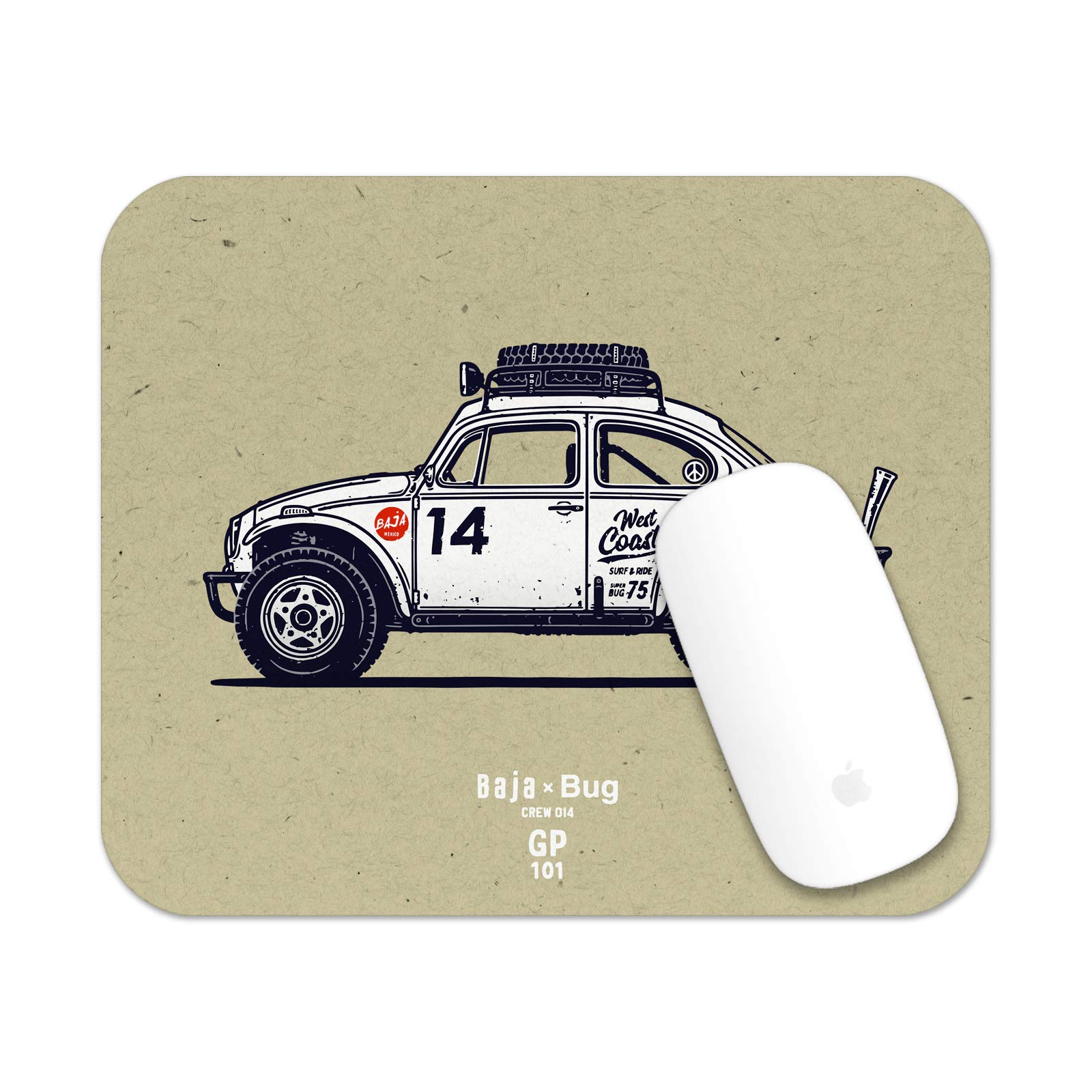 Classic Baja Bug & Beetle Themed Mouse Pad | Non-Slip Gaming & Office Desk Mat | Perfect for Computer Workstations, Gaming Setups & Home Offices
