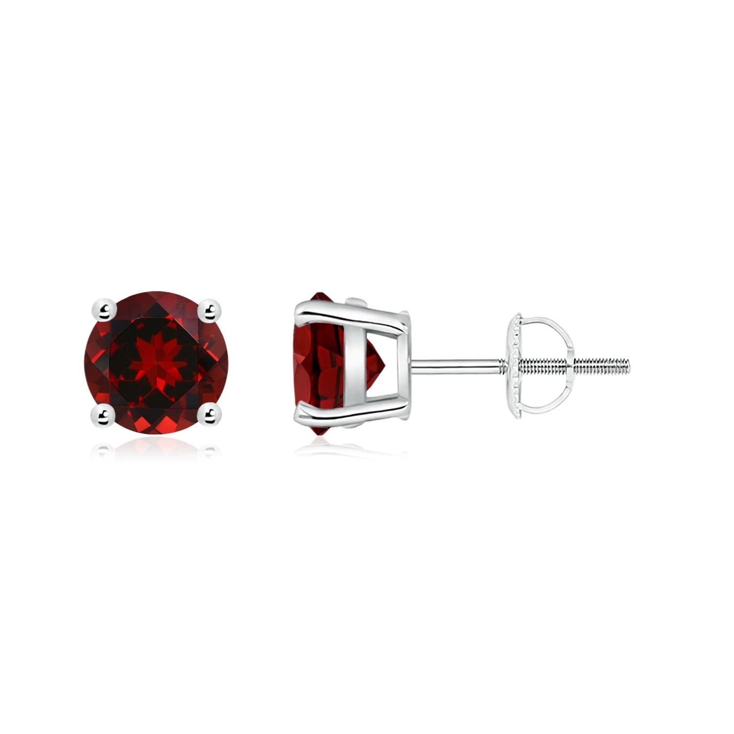 Natural Round Garnet Stud Earrings in Sterling Silver, 14K Solid Gold & Platinum | January Birthstone Jewelry for Women | Perfect Birthday, Engagement, Anniversary & Wedding Gift | Elegant Everyday Wear & Special Occasion Jewelry