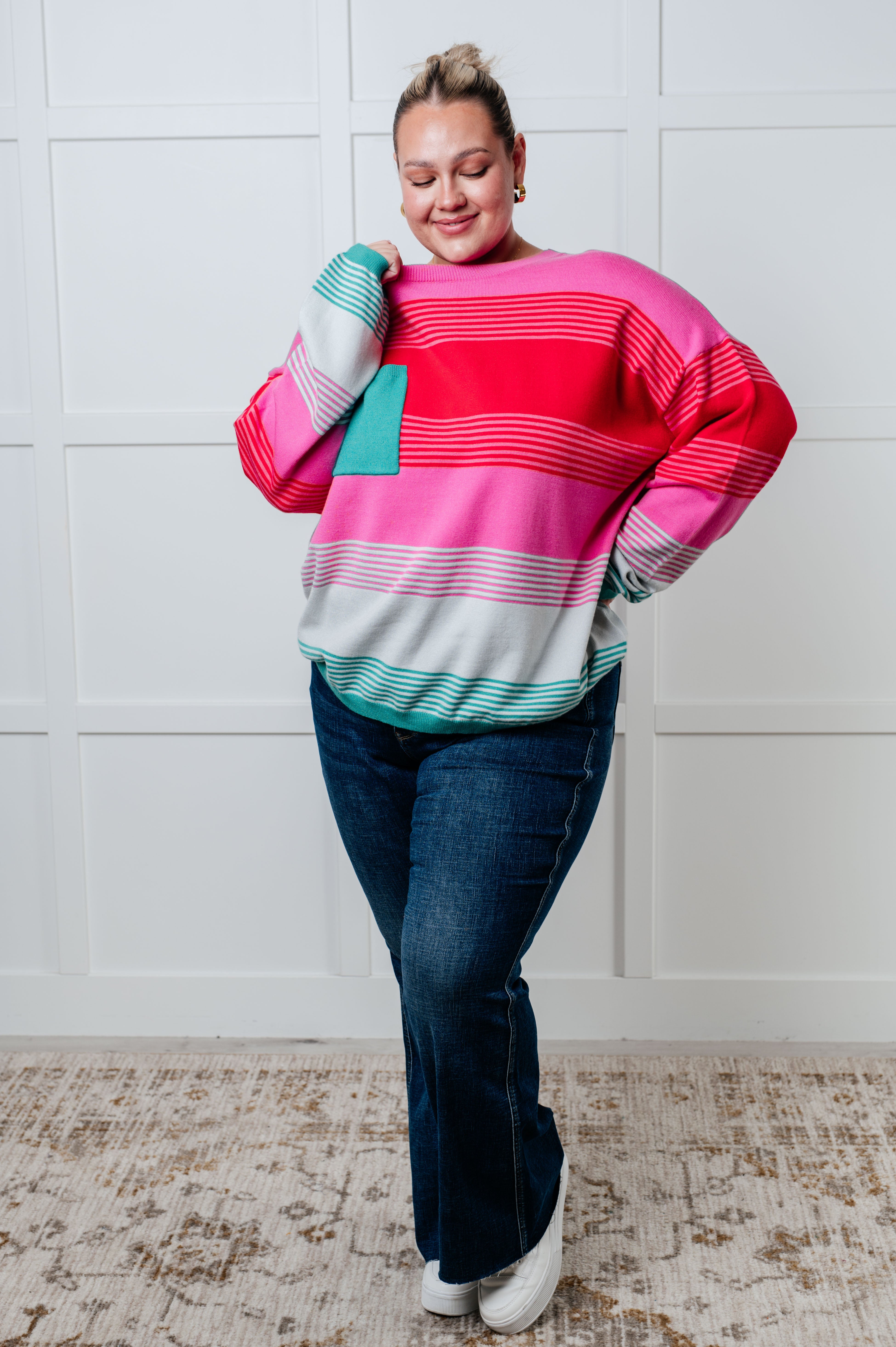 Gradual Feelings Striped Sweater for Women | Soft Knit Pullover | Cozy Casual Wear for Fall & Winter | Perfect for Office, Dates & Weekend Outings
