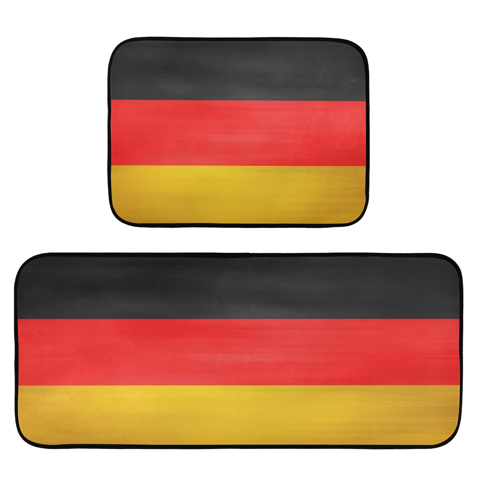 Krafig German Flag Kitchen Rug Set of 2 - Washable Non-Slip Anti-Fatigue Memory Foam Mat with Rubber Backing for Kitchen, Living Room, Bedroom, Bathroom & Laundry Room - Perfect for Home Decor and Comfort Underfoot