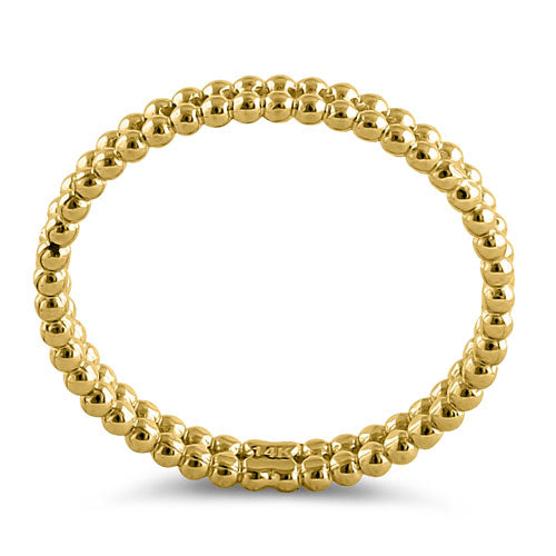 14K Solid Yellow Gold Stackable Bead Ring for Women - Minimalist Dainty Jewelry for Layering, Stacking & Everyday Wear
