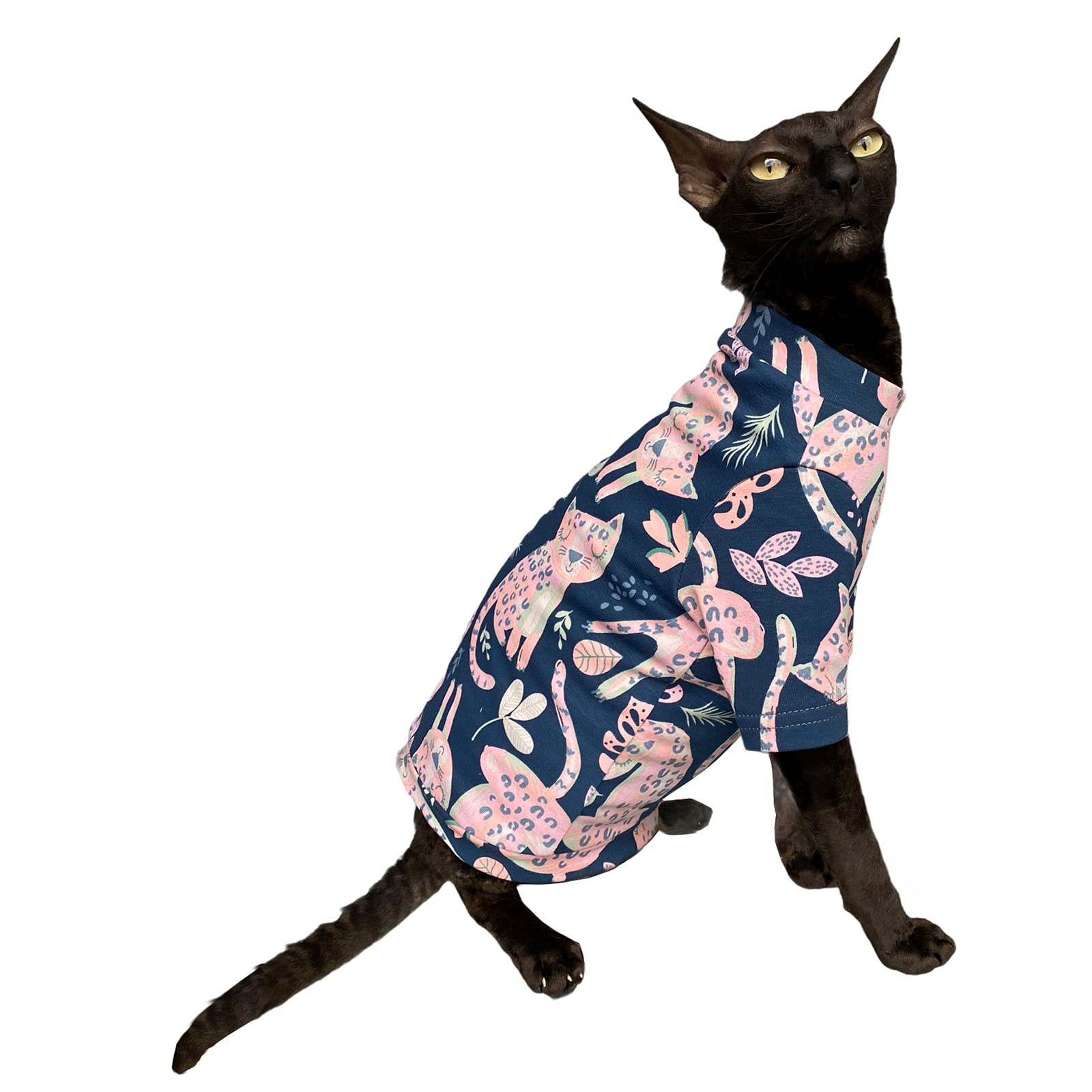 Soft Cotton Stretch T-Shirt for Sphynx Cats - XL Size | Comfortable Hairless Cat Clothing for All Seasons | Perfect for Indoor Warmth & Stylish Pet Fashion