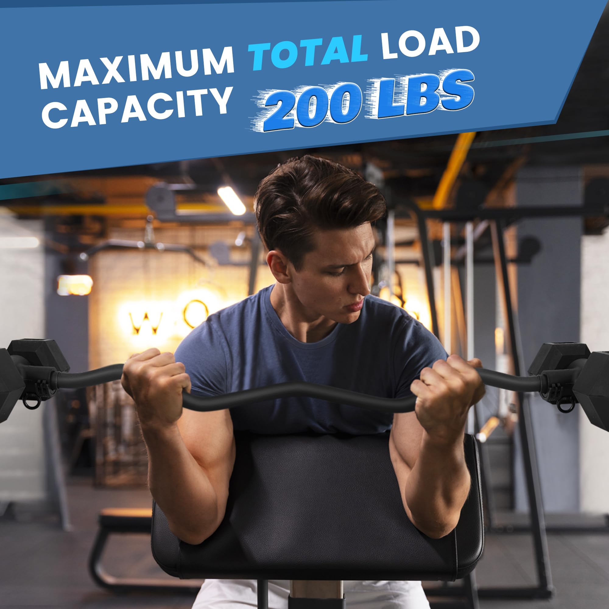 Dumbbell to Barbell Converter Bar - Adjustable Weight Up to 200LB for Home Gym, Strength Training & Weight Lifting | Perfect for Space-Saving Workouts & Full-Body Exercises