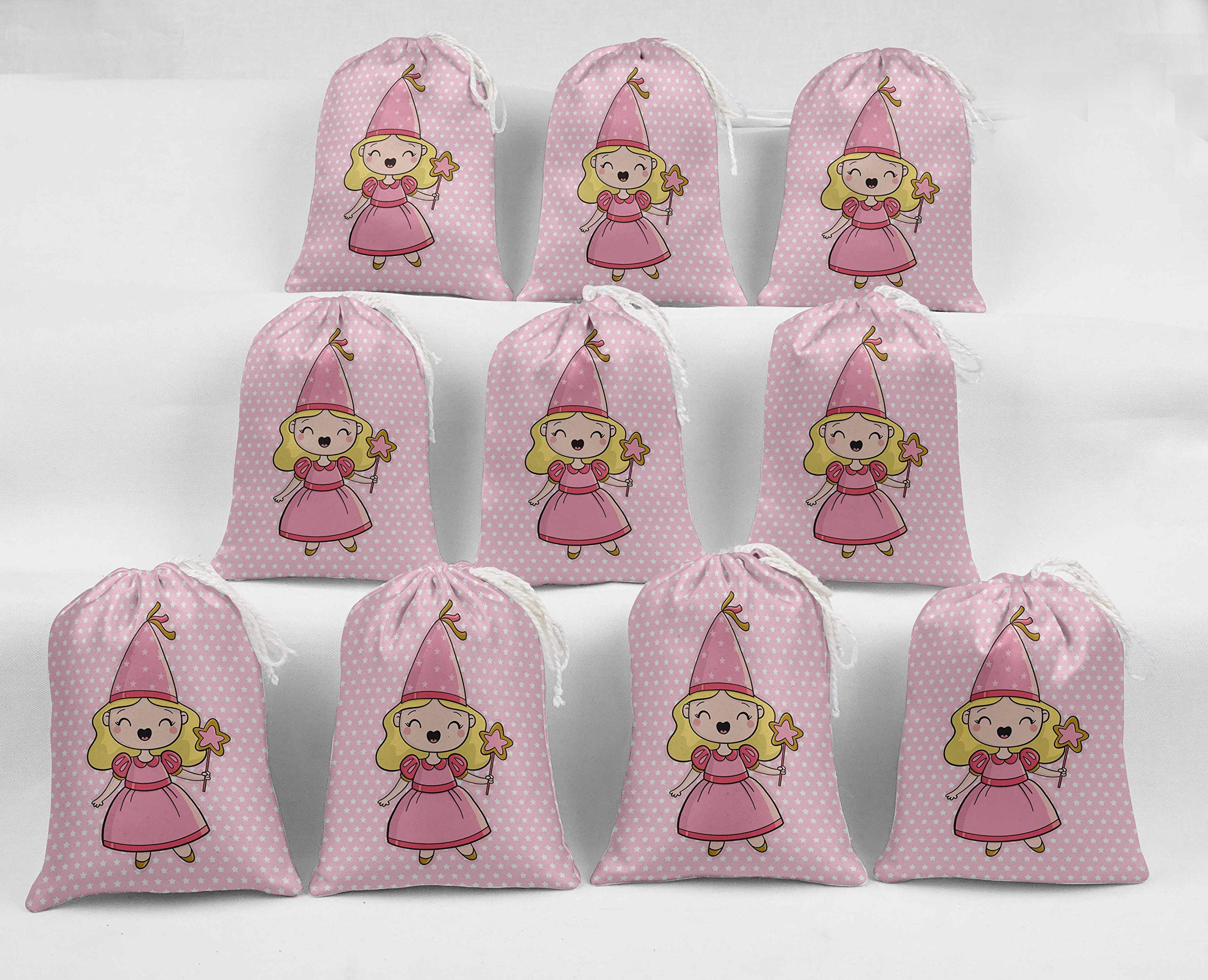 Darling Souvenir Pink Star & Fairy Birthday Party Favor Bags - 15pcs Drawstring Pouches for Kids Birthday Party Favors, Baby Shower Gifts & Wedding Party Supplies
