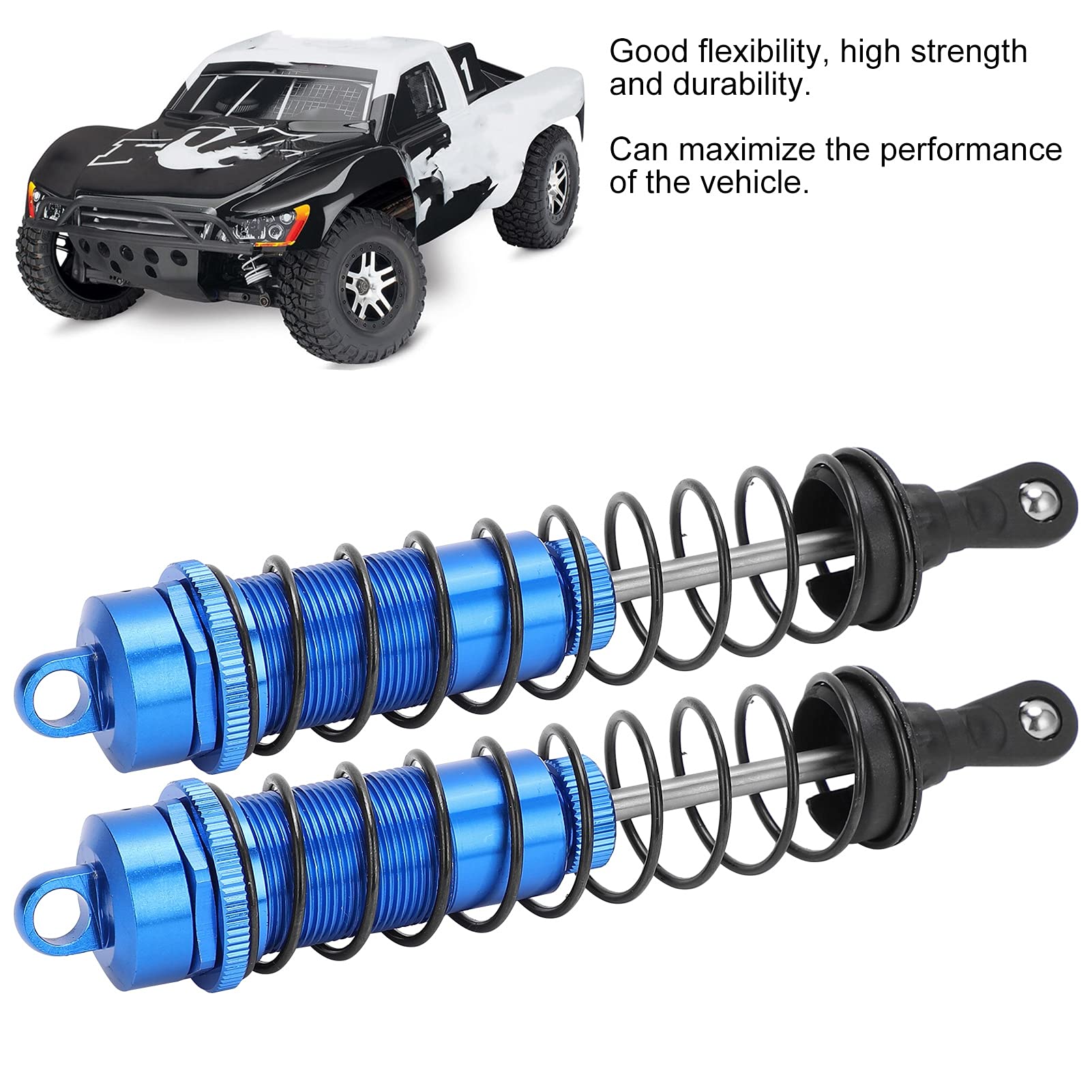 Adjustable Oil-Filled 1/8 RC Shock Absorber 140mm (2PCS) - Compatible with TRAXXAS Slash 2WD RC Car - Blue - Perfect for Off-Road Racing & RC Car Upgrades
