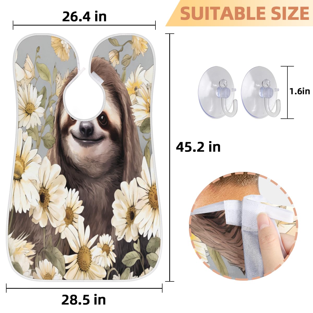 Sloth Watercolor Pattern Beard Shaving Bib for Men - Waterproof Makeup & Hair Dye Apron, Barber Cape for Haircut & Beard Trimming - Sink Hair Catcher & Styling Tool - Perfect for Home Grooming, Salon Use & Gift Giving