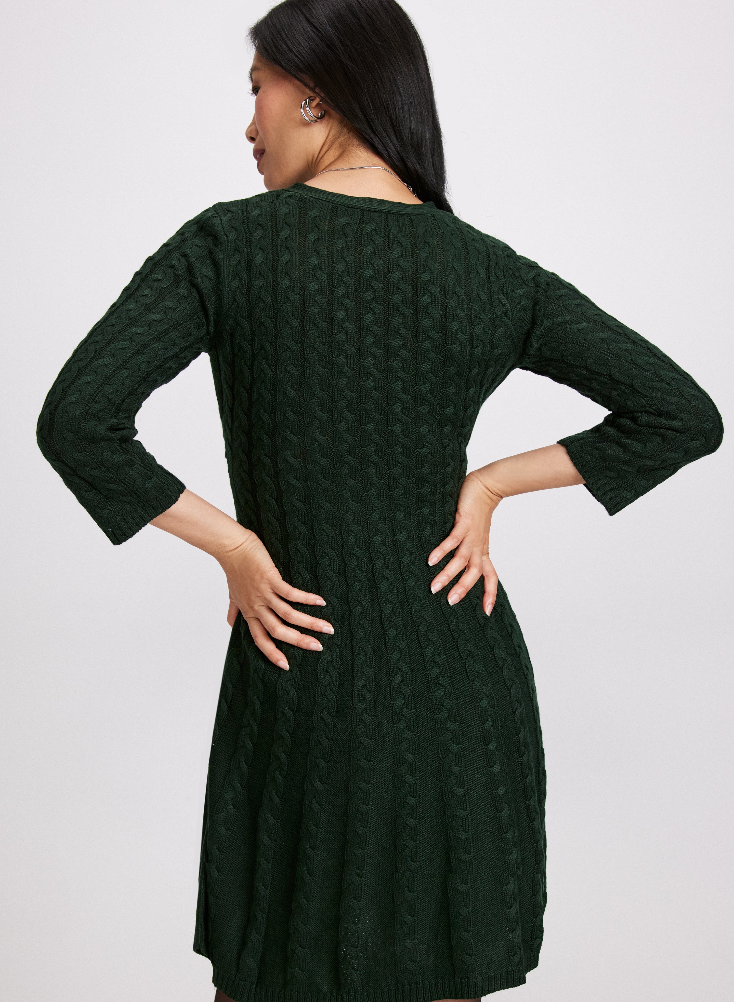 Chunky Cable Knit Sweater Dress for Women - Soft Winter Long Sleeve Tunic Dress - Cozy Fall & Winter Outfit for Casual Wear, Office, Dates
