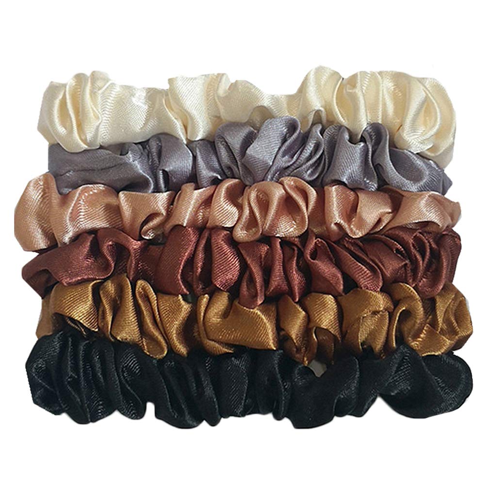 SOLUSTRE 12 Pcs Silk Hair Scrunchies - Soft Hair Ties & Bows for Women & Girls - Gentle Ponytail Holders & Hair Elastics for Daily Use, Workout, School & Fashion Accessories