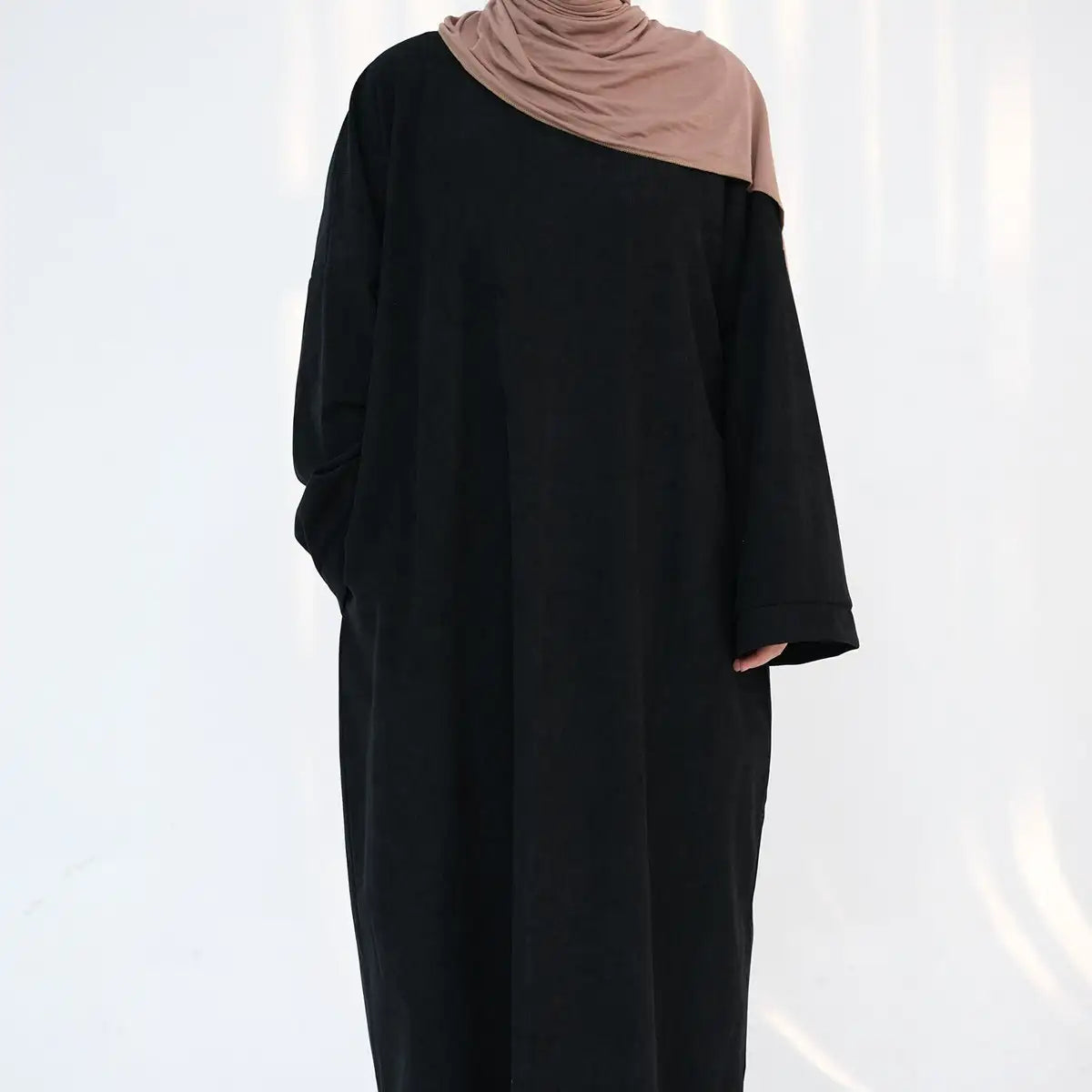 Thick Winter Fall Corduroy Abaya Dress with Pockets - Modest Long Dress for Muslim Women - Perfect for Prayer, Mosque, and Everyday Wear