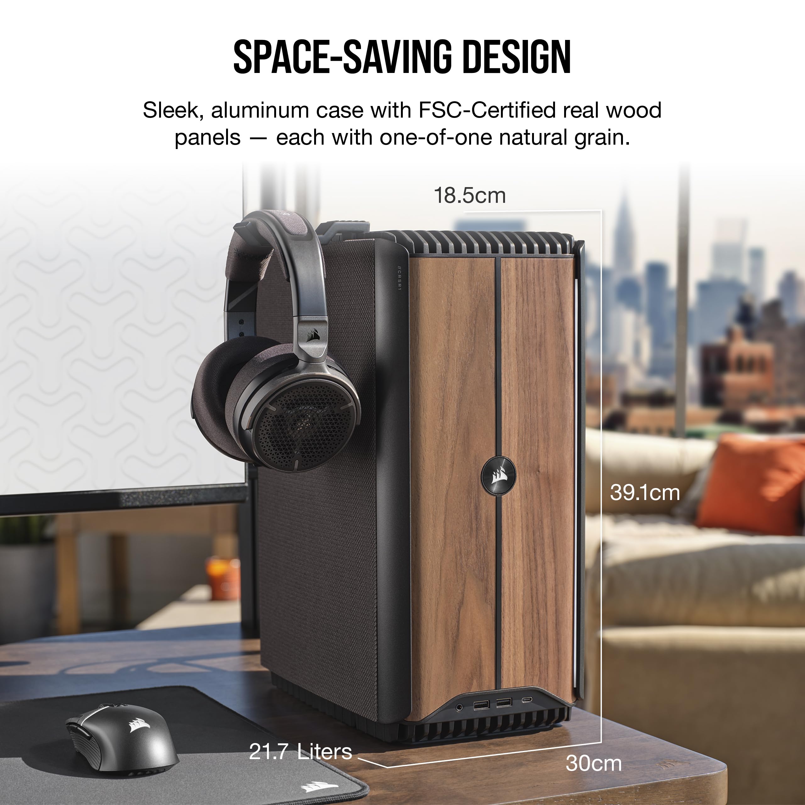 CORSAIR ONE i500 High-Performance Gaming PC - Intel® Core™ i9 14900K Liquid Cooled CPU & NVIDIA® GeForce RTX™ 4080 Super GPU - 32GB DDR5 RAM - 2TB NVMe SSD - Wood Dark Finish - Perfect for 4K Gaming, VR, and Content Creation