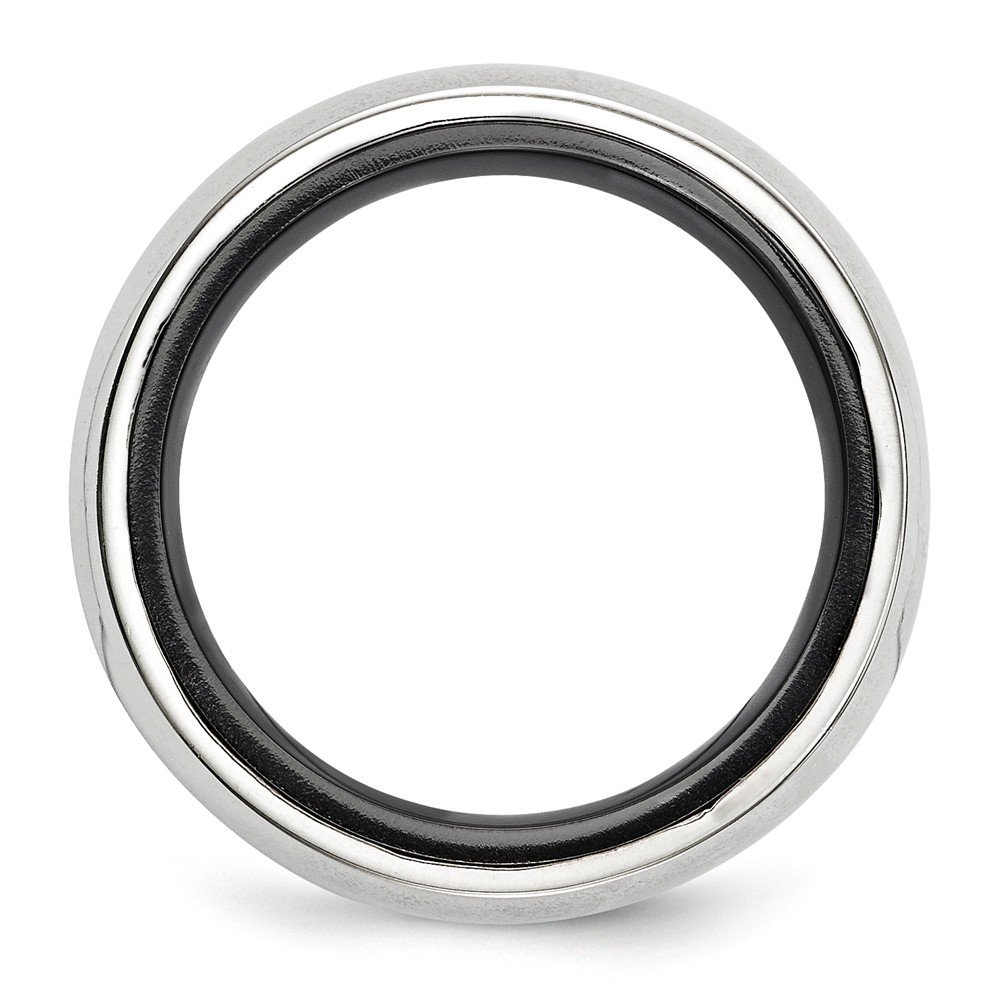 Black Titanium & 925 Sterling Silver Men's Domed Wedding Band Ring - Durable & Hypoallergenic Wedding Ring for Men, Perfect for Engagement, Anniversary and Everyday Wear