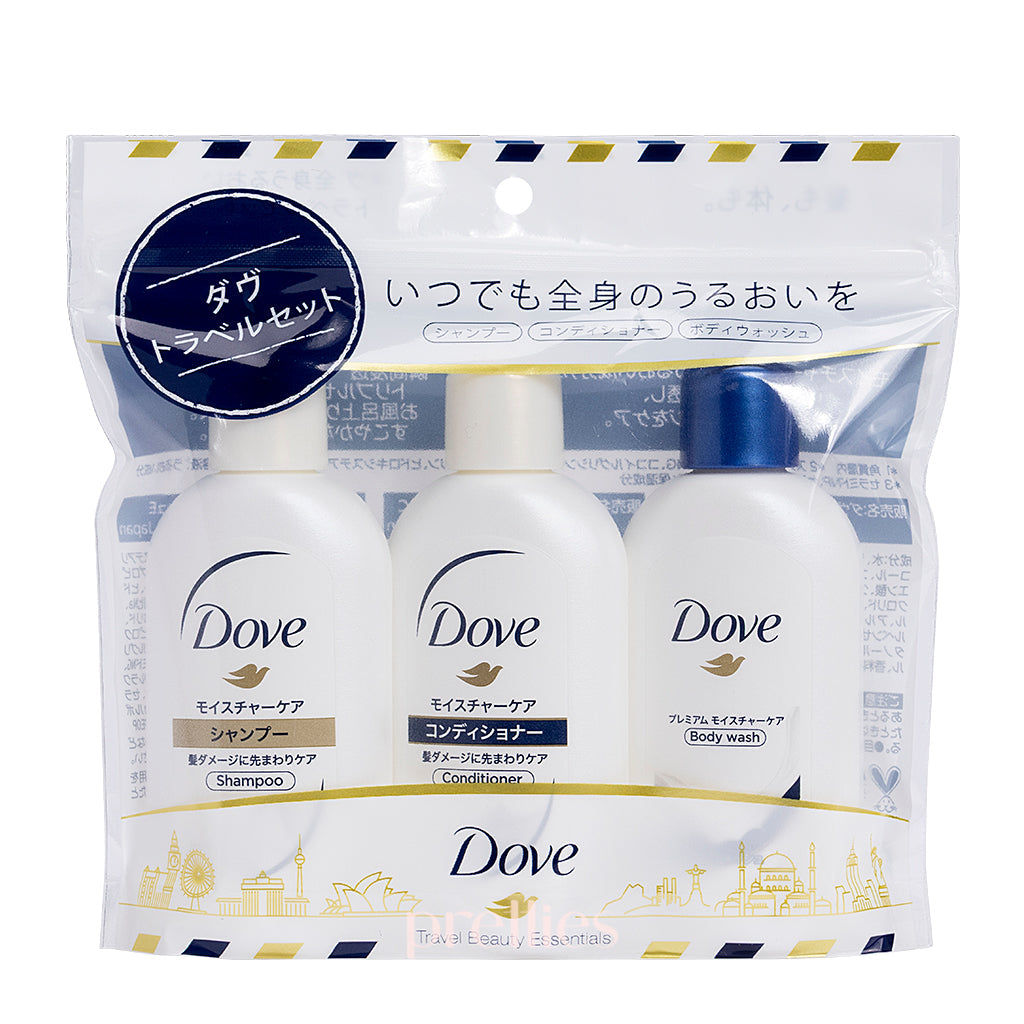 DOVE Travel Set - Shampoo, Conditioner & Body Wash for Women & Men | Perfect for Airplane, Gym & Vacation | TSA Approved Toiletries