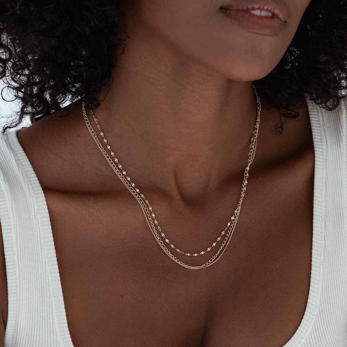 Elegant Three Chain Sparkle Necklace for Women - Layered Gold & Silver Necklaces for Party, Wedding & Evening Wear