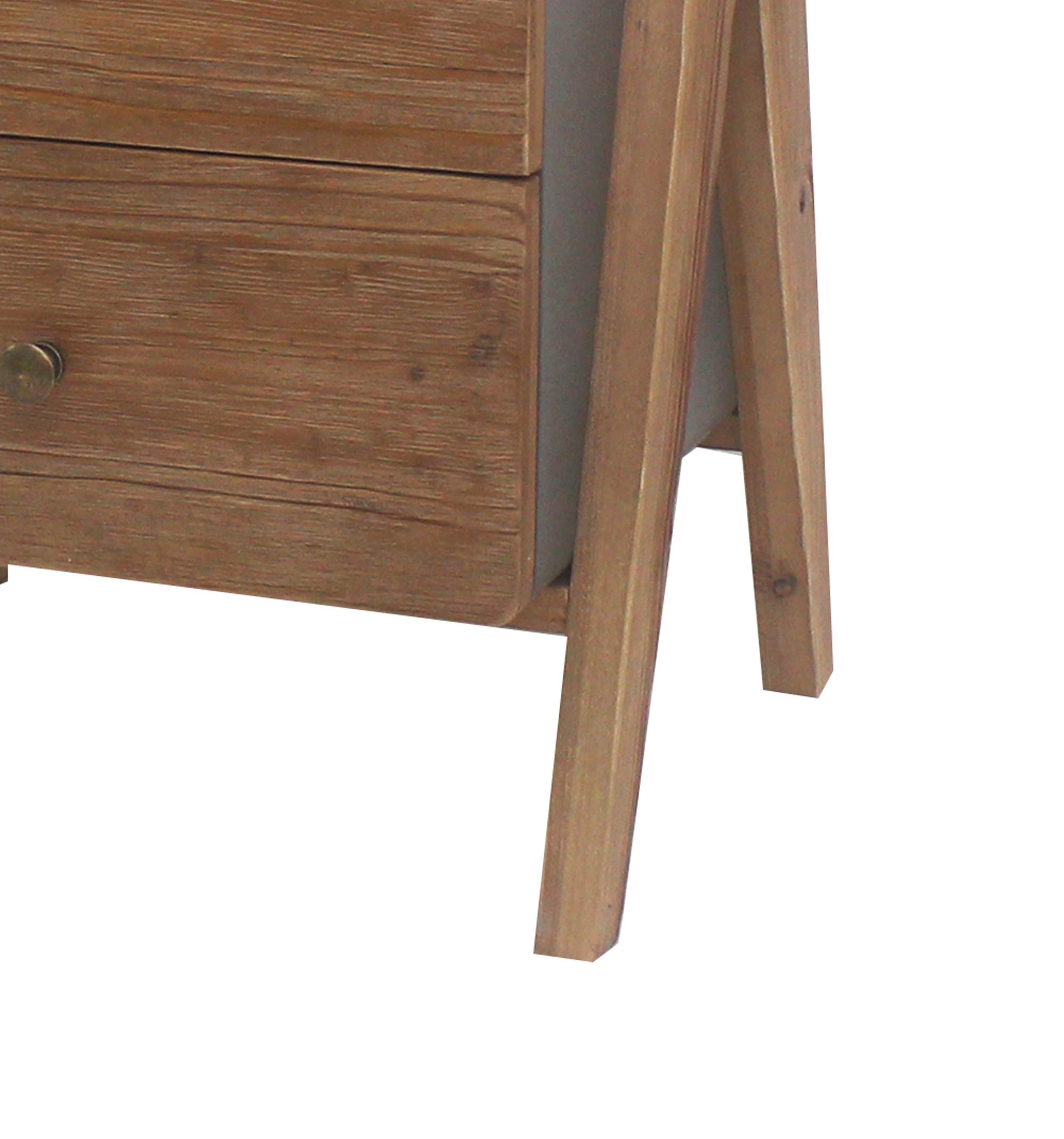Benjara Wooden Side Table with 2 Drawers and A-Shaped Legs, Brown and Gray - Perfect for Living Room, Bedroom, or Office Accent Furniture